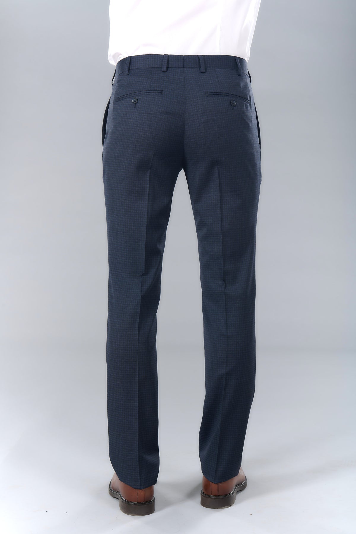 Laine vierge super 110's natural stretch — Pantalon de costume carreau fondu Jerem, poches italiennes, jambes semi-doublées