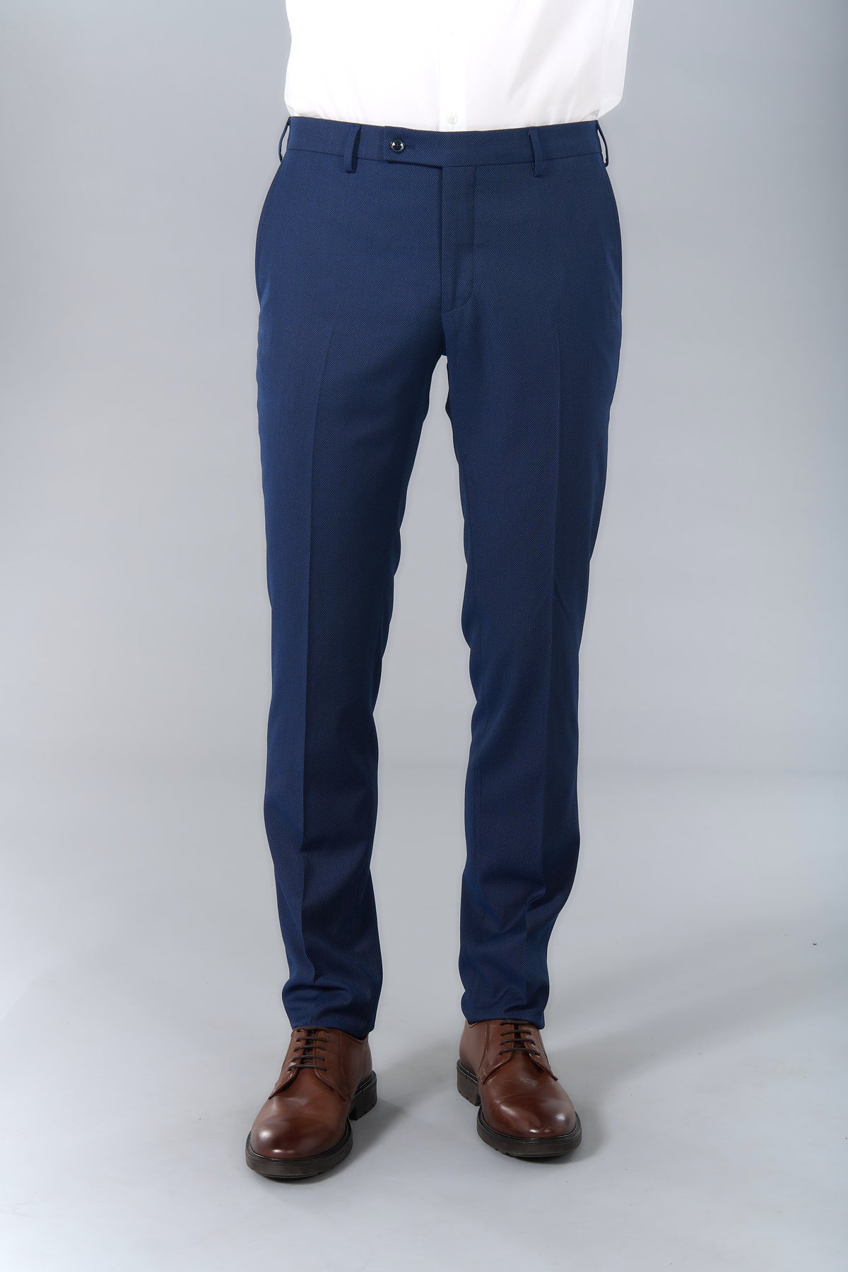 Pantalon de costume stretch faux-uni discret Jerem, intérieur semi-doublé, ceinture sartoriale, poches italiennes