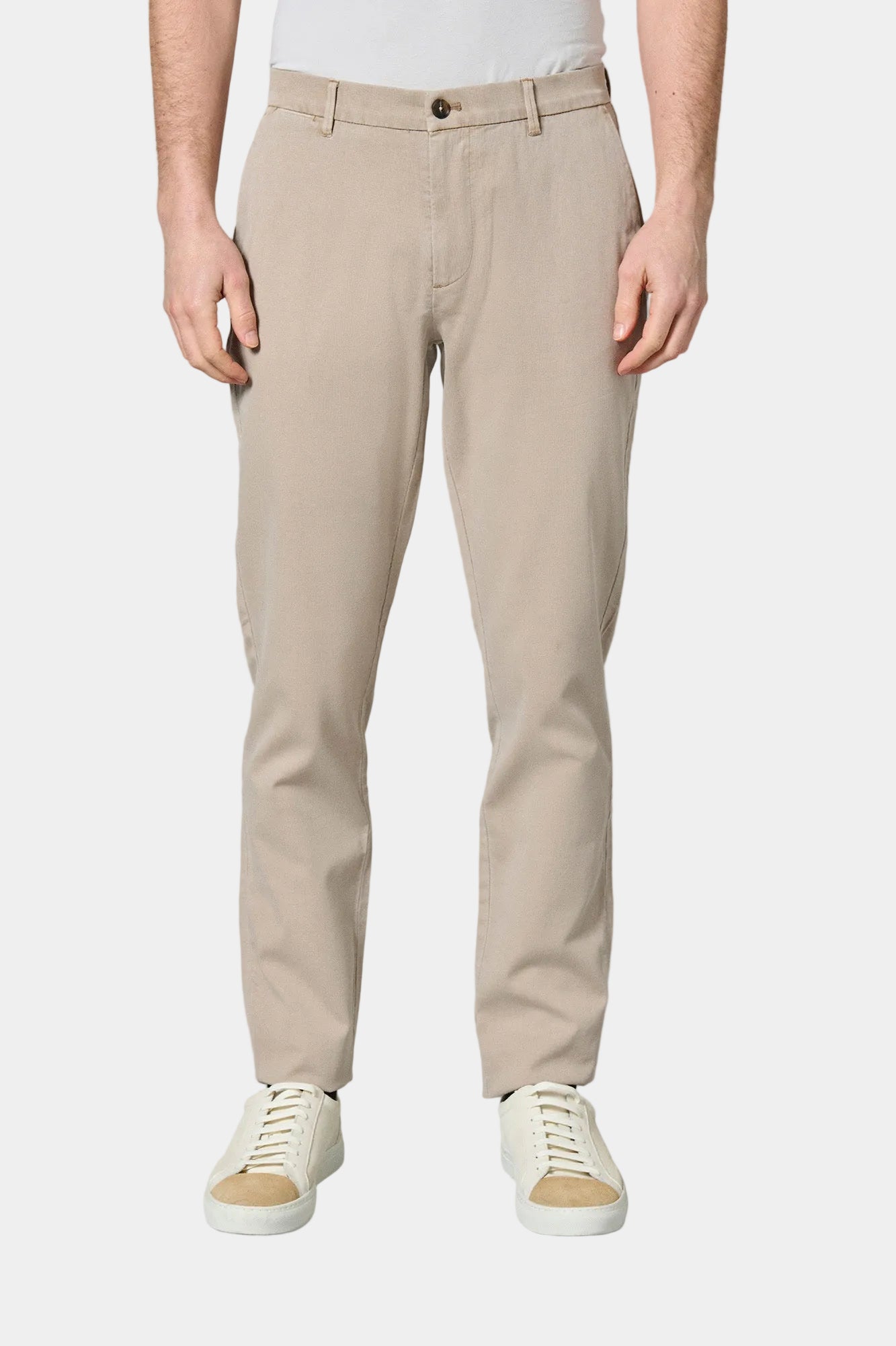 Pantalon teint en piqué stretch Jerem, poches italiennes
