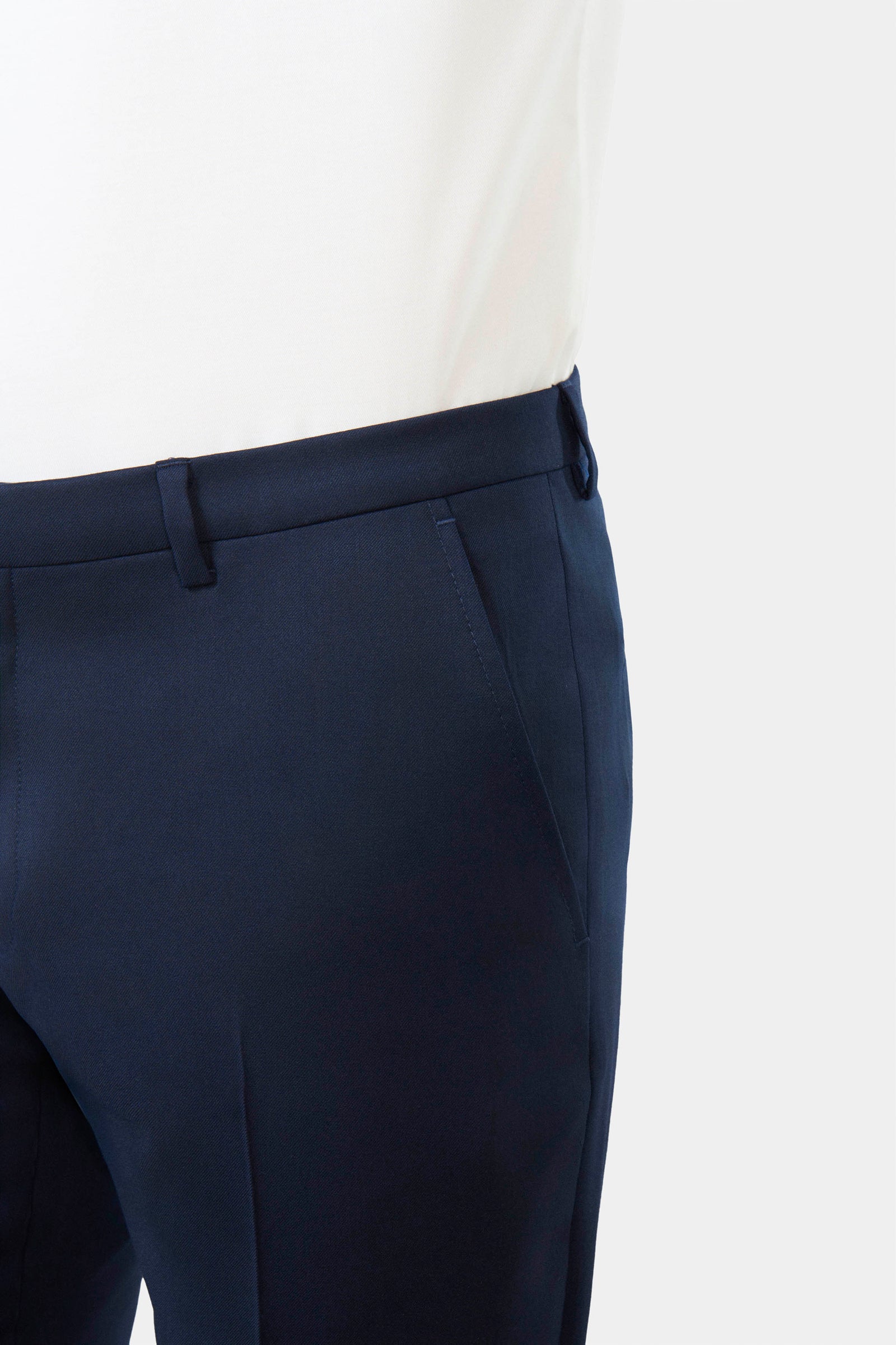 Pantalon de costume ajusté, laine vierge Super 120's « Natural stretch » Jerem, ceinture sartoriale stretch, ceinture sartoriale