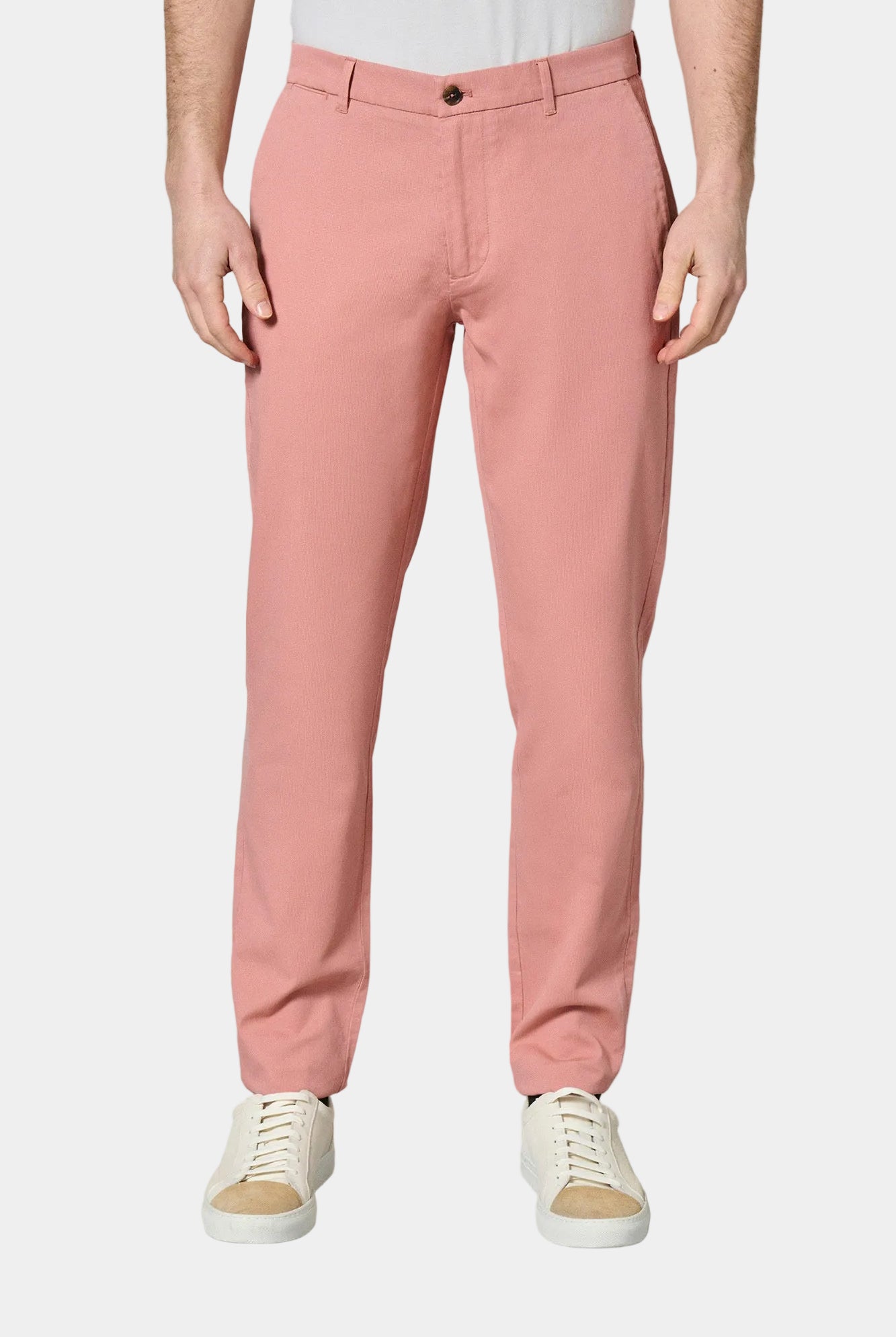 Pantalon teint en piqué stretch Jerem, poches italiennes, coupe droite