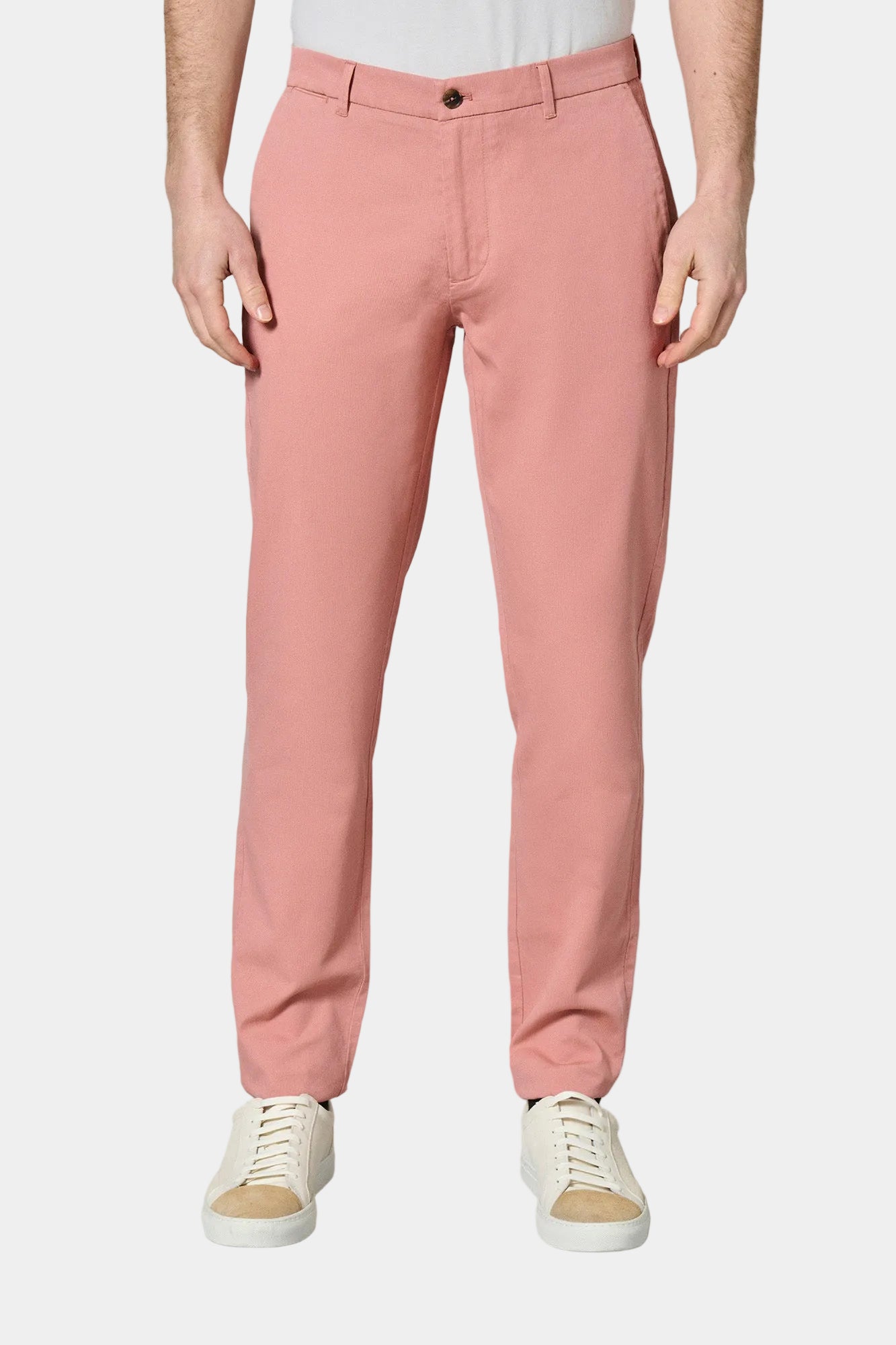 Pantalon teint en piqué stretch Jerem, poches italiennes, coupe droite