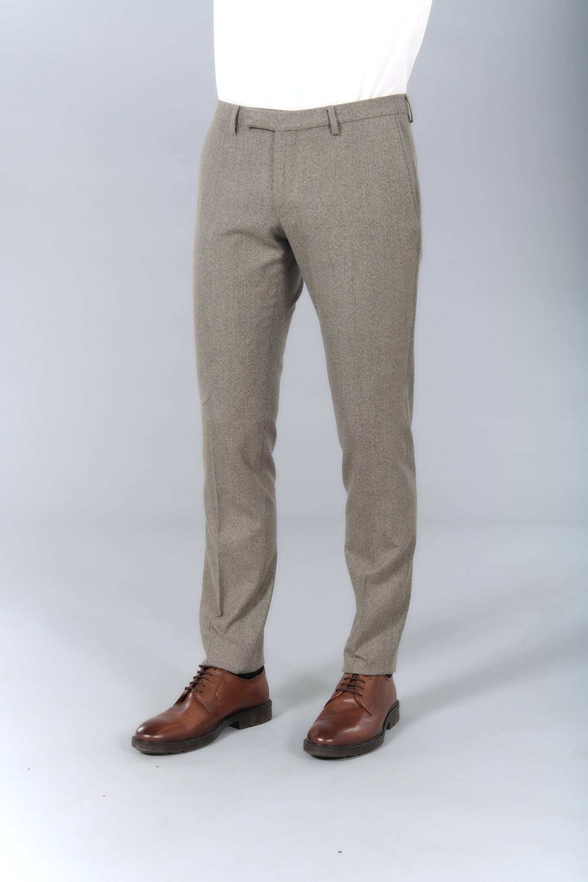 Pantalon de costume ajusté bi-stretch faux-uni Jerem, intérieur semi-doublé, ceinture sartoriale stretch, ceinture sartoriale