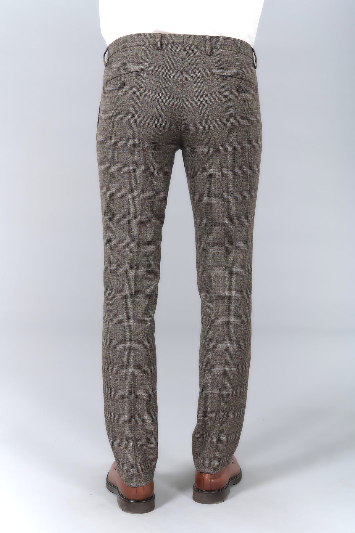 Pantalon de costume ajusté prince de galles stretch Jerem, ceinture sartoriale, poches italiennes