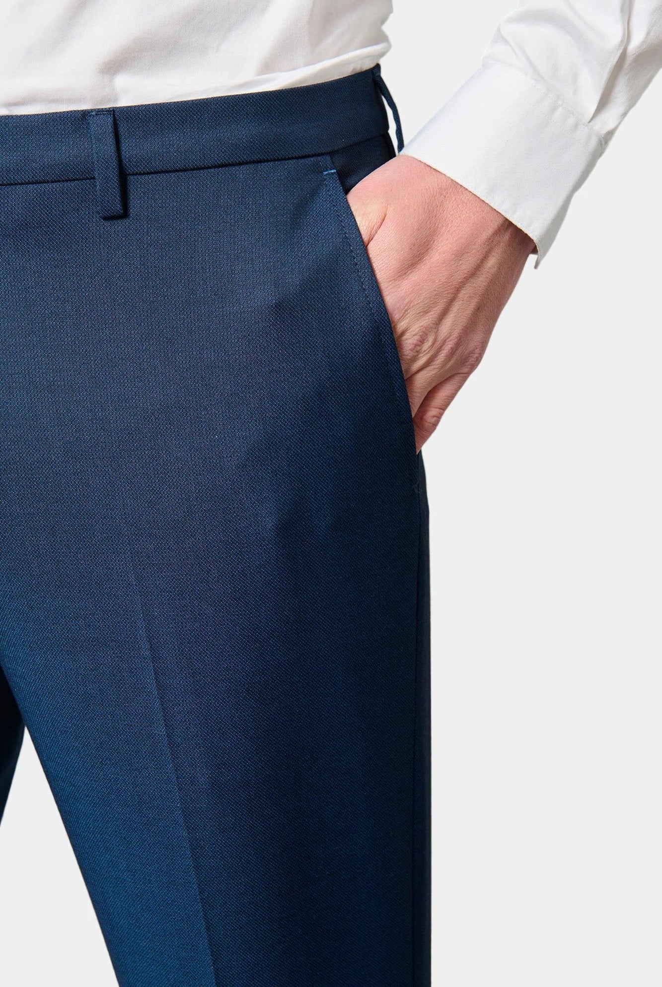 Pantalon de costume ajusté micro-motif discret Jerem, ceinture sartoriale stretch, ceinture sartoriale