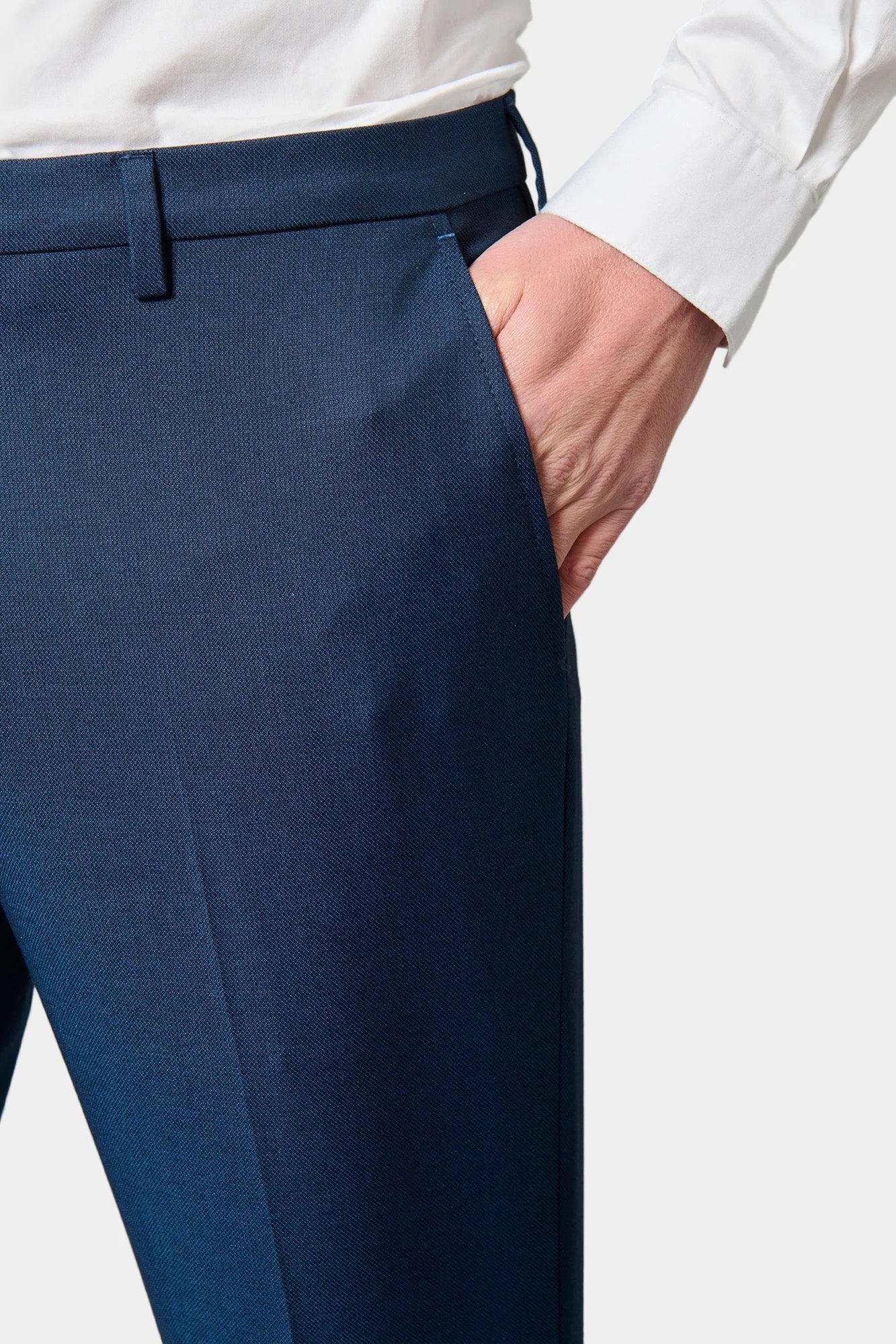 Pantalon de costume ajusté micro-motif discret Jerem, ceinture sartoriale stretch, ceinture sartoriale