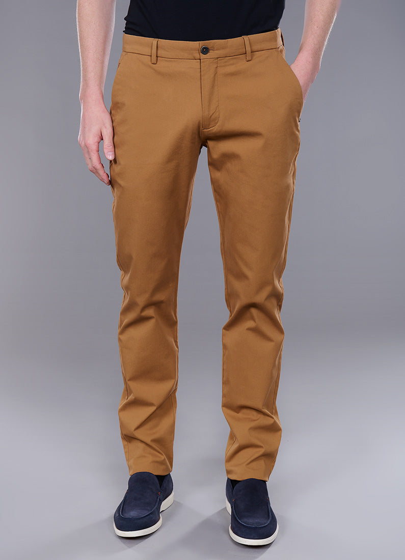 Pantalon en piqué de coton stretch Jerem, poches italiennes, coupe droite