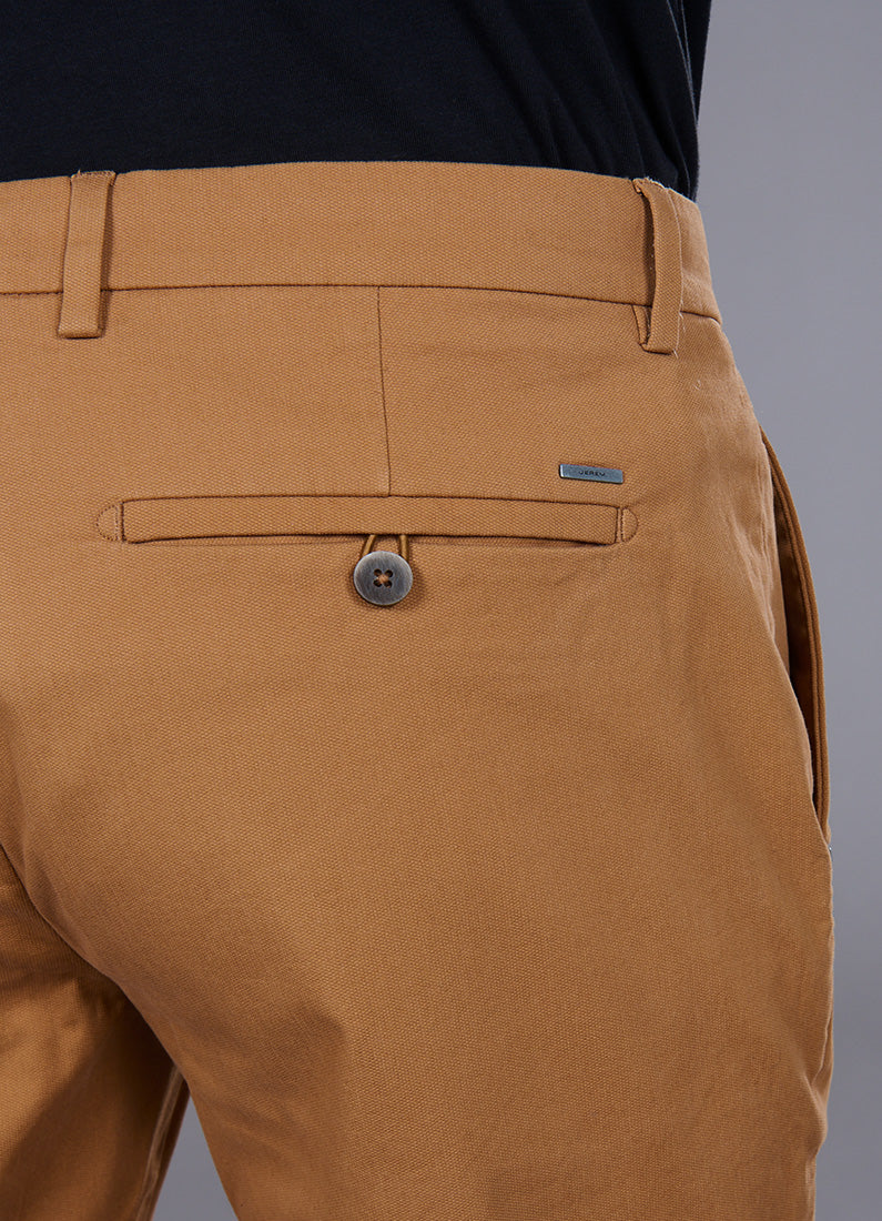 Piqué de coton stretch — Pantalon Jerem, poches italiennes, coupe droite