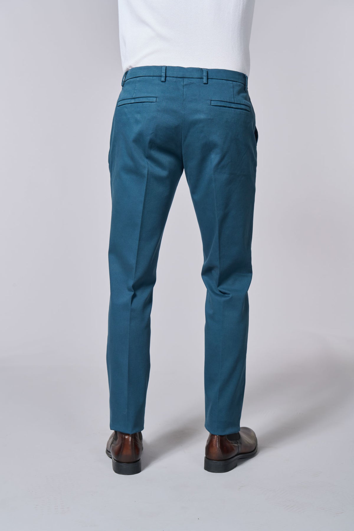 Tricotine de coton stretch — Pantalon ajusté Jerem, poches italiennes