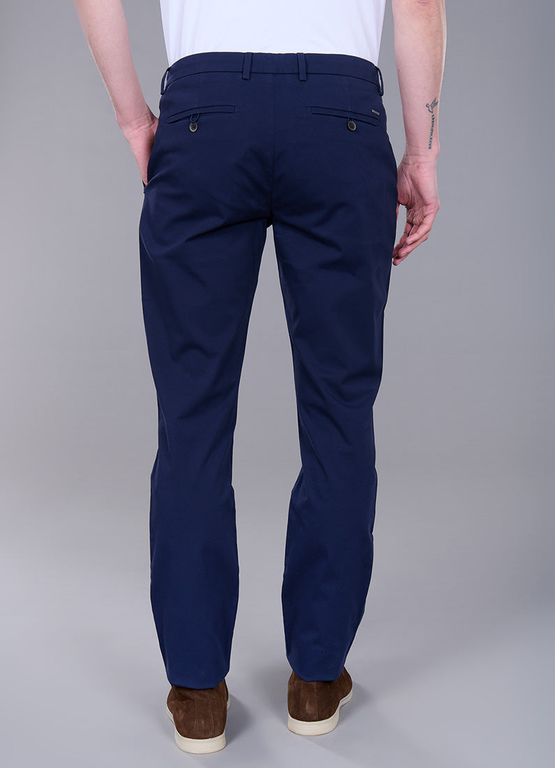 Pantalon en piqué de coton stretch Jerem, coupe droite