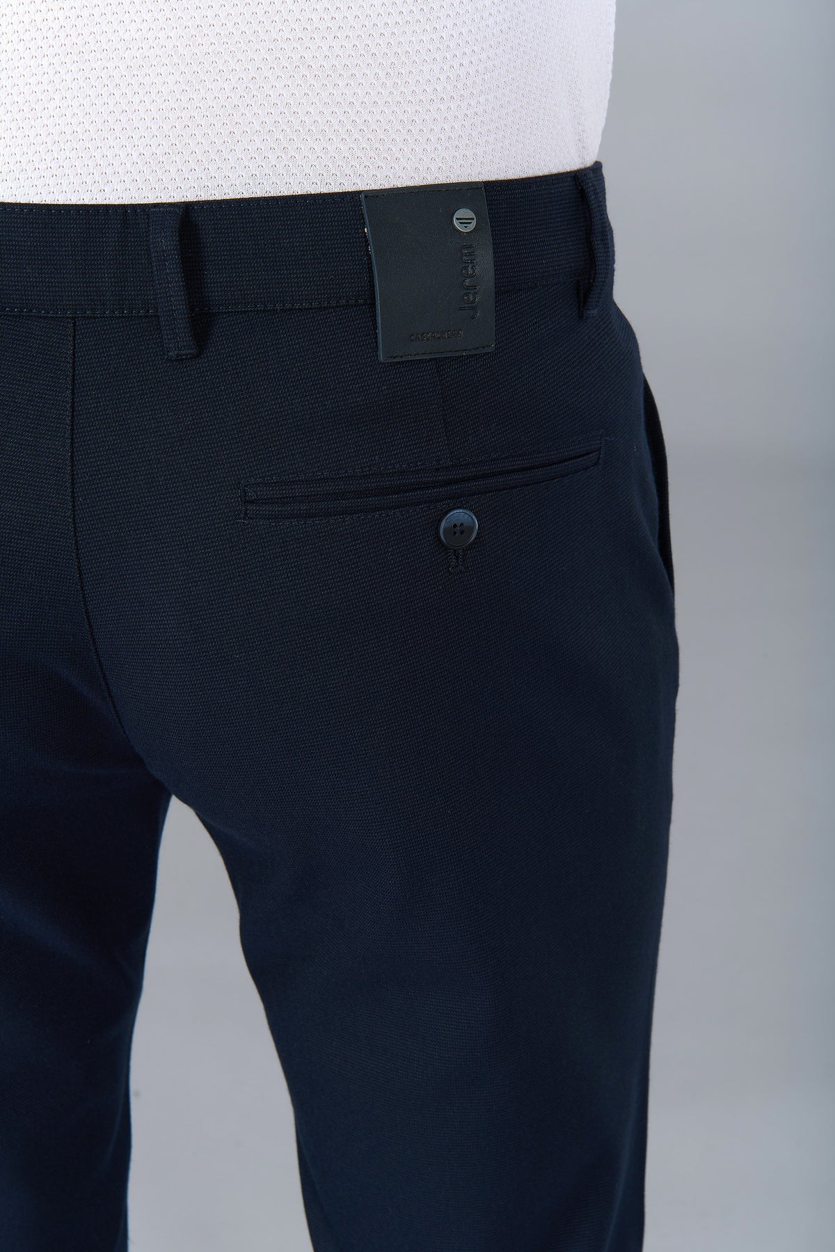 Pantalon de ville en sergé stretch faux-uni Jerem, poches italiennes