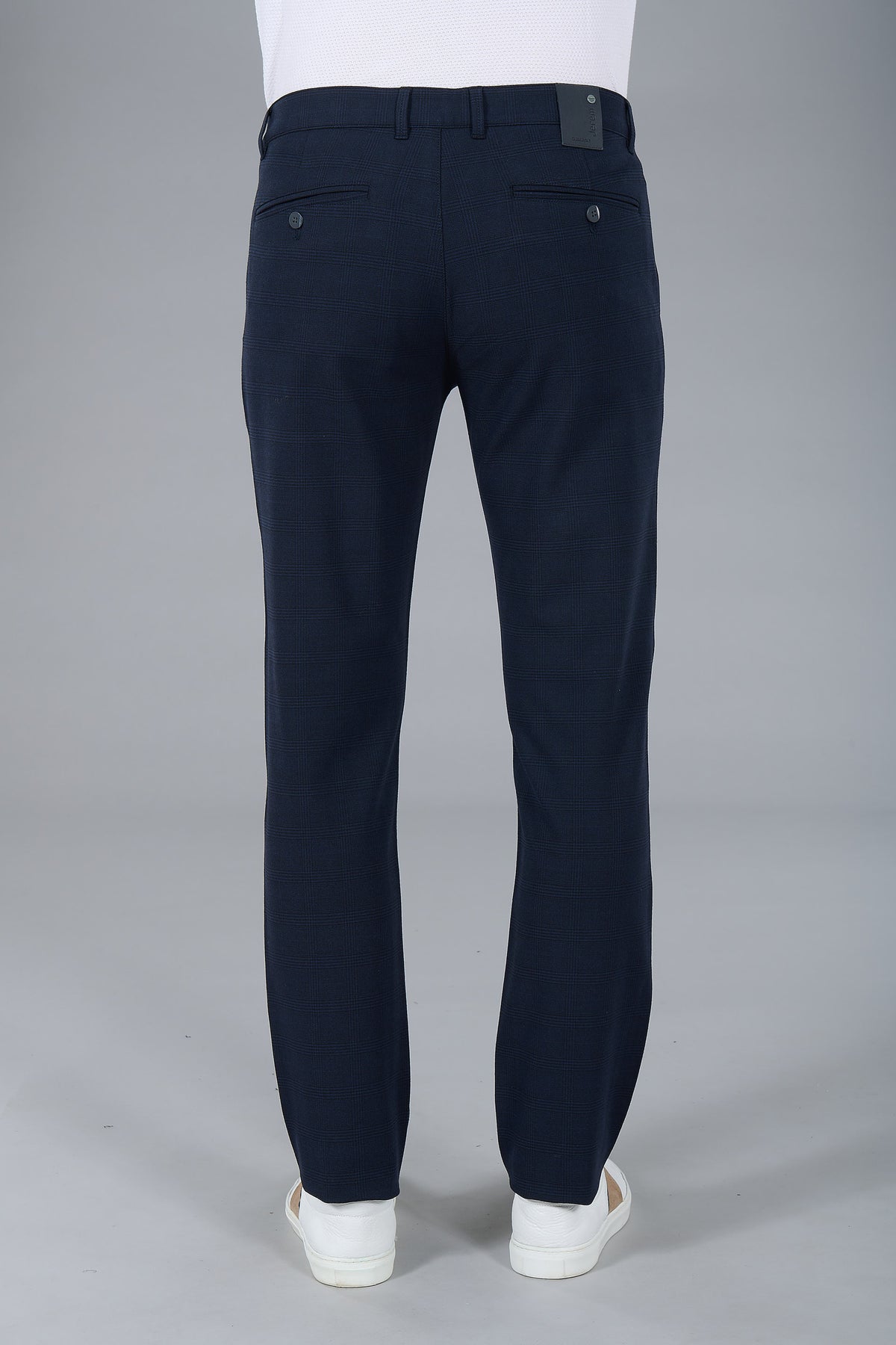 Pantalon de ville bi-stretch carreaux Jerem, poches italiennes