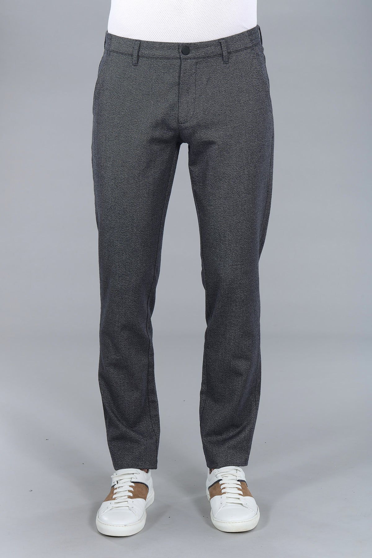 Pantalon élastiqué, sergé chiné de coton stretch Jerem, poches italiennes