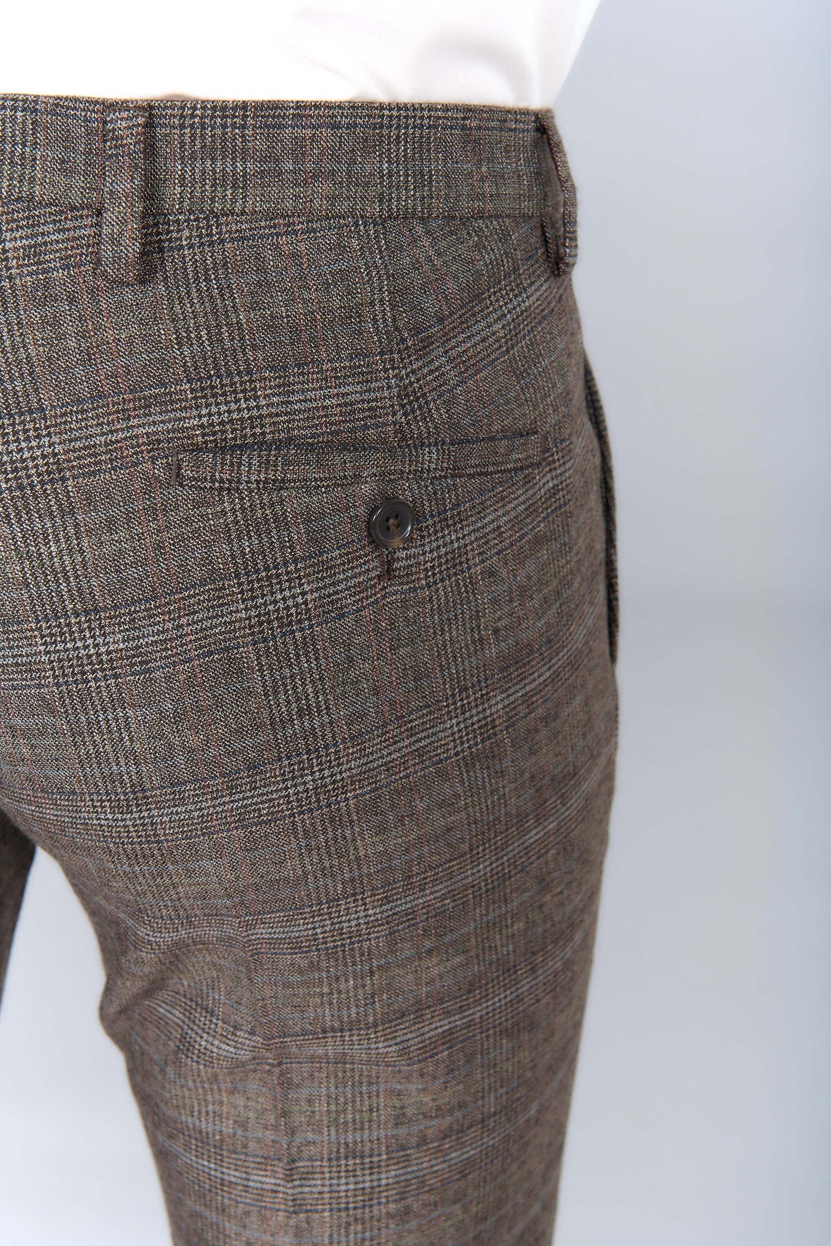 Pantalon de costume ajusté prince de galles stretch Jerem, poches italiennes, jambes semi-doublées