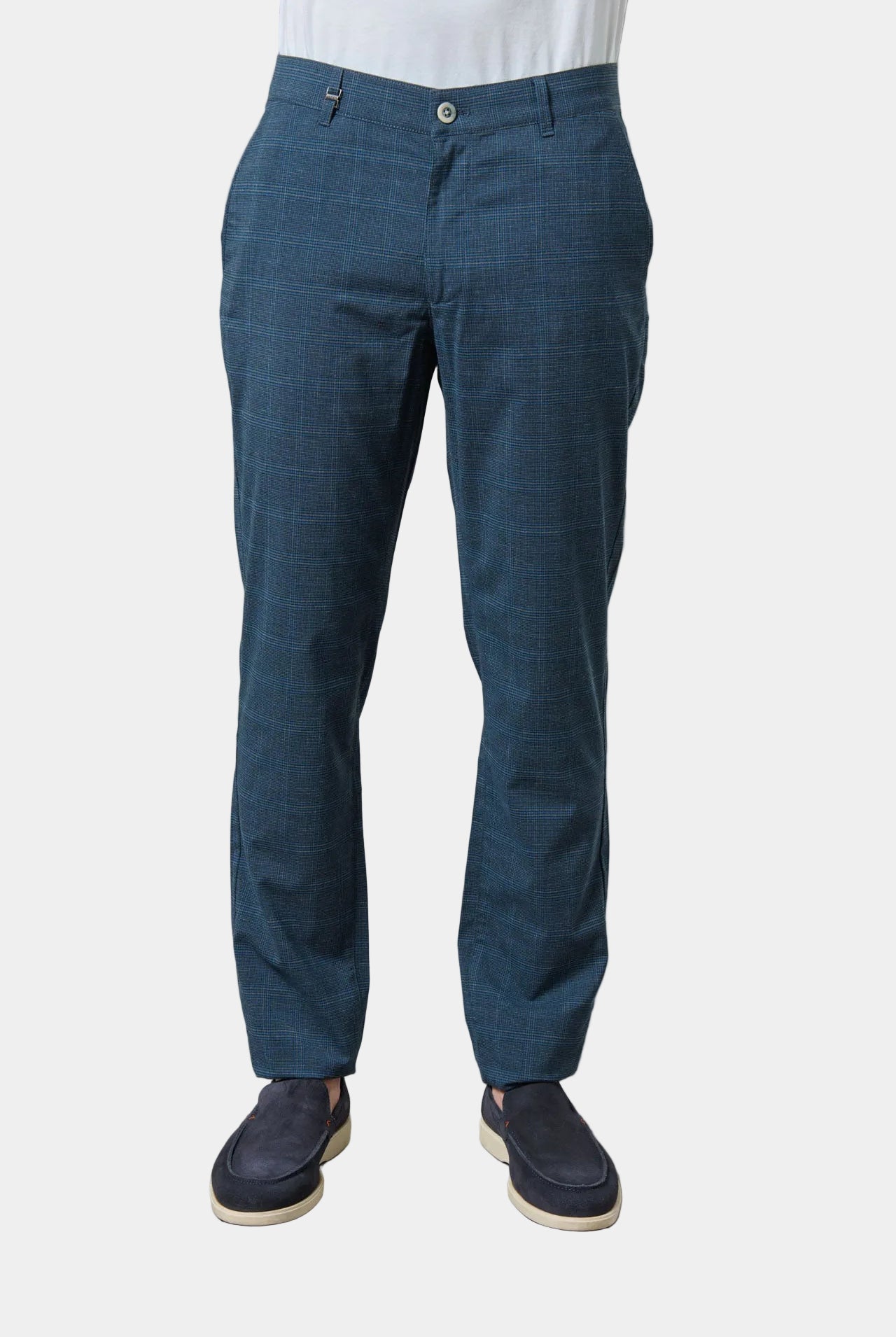 Pantalon de ville stretch carreaux Jerem, poches italiennes, coupe droite