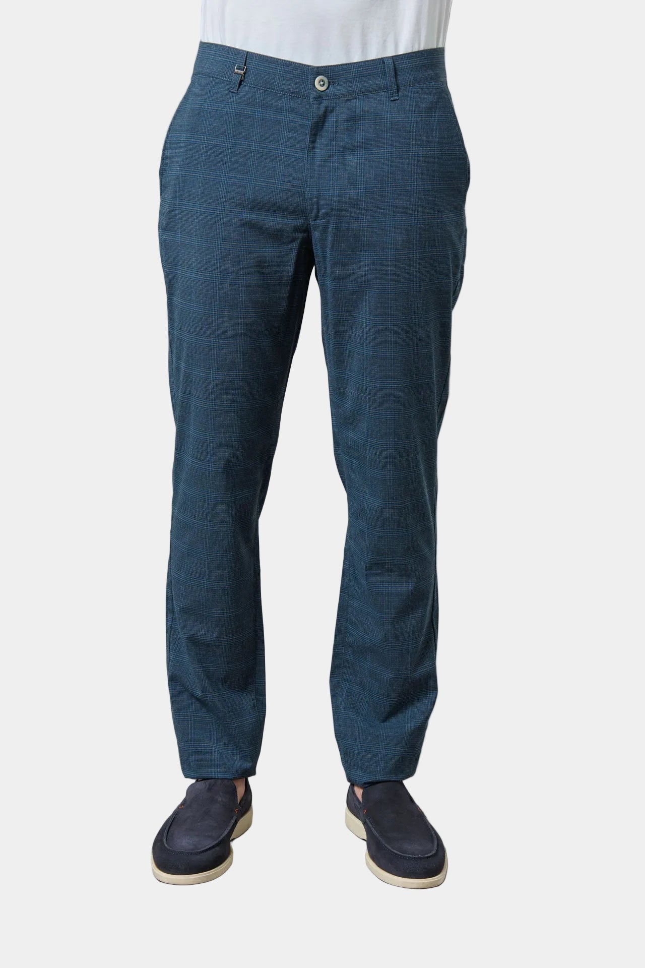 Pantalon de ville stretch carreaux Jerem, poches italiennes, coupe droite