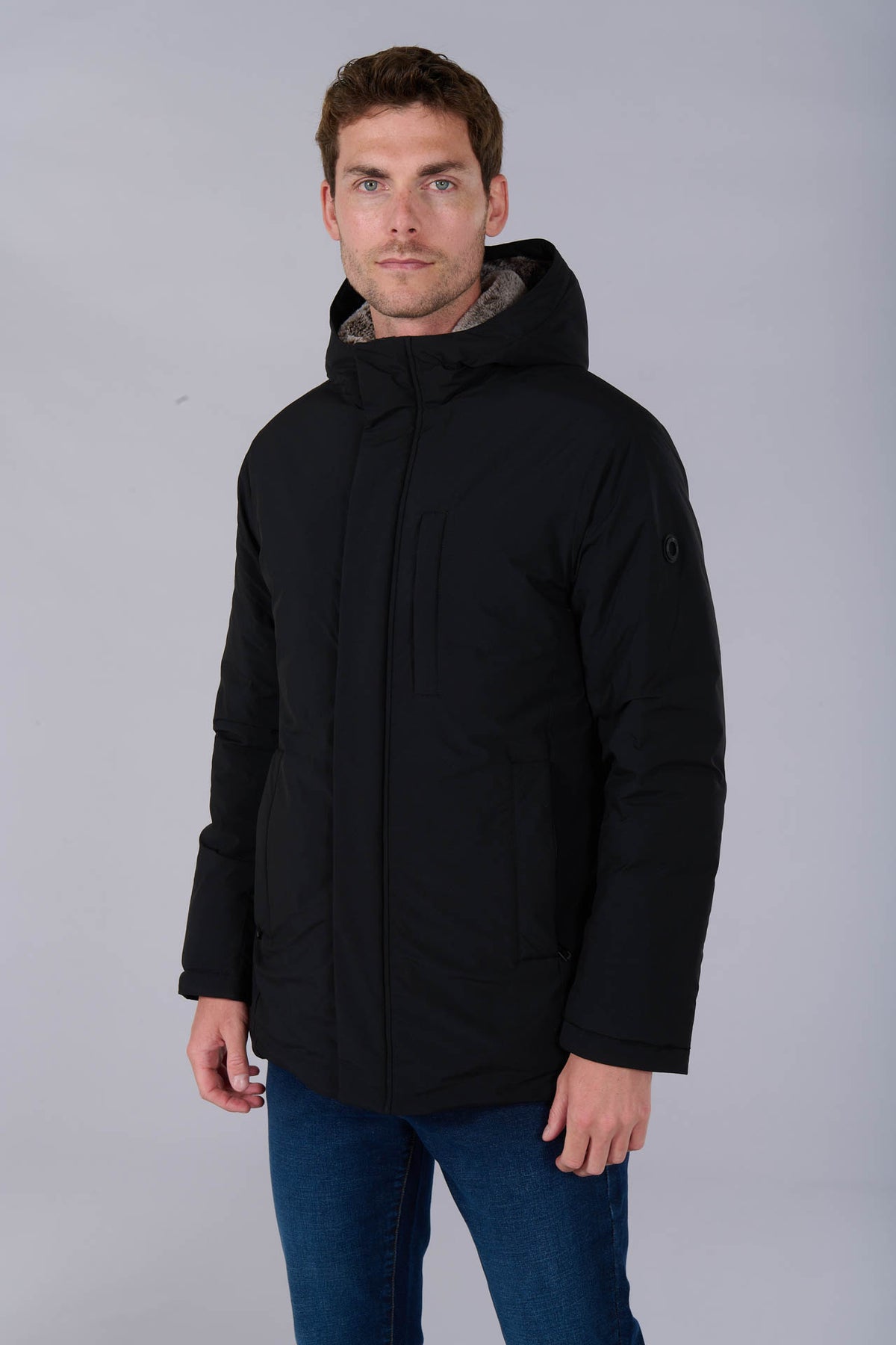 Parka con capucha y forro de pelo sintético Jerem, bolsillo de pecho