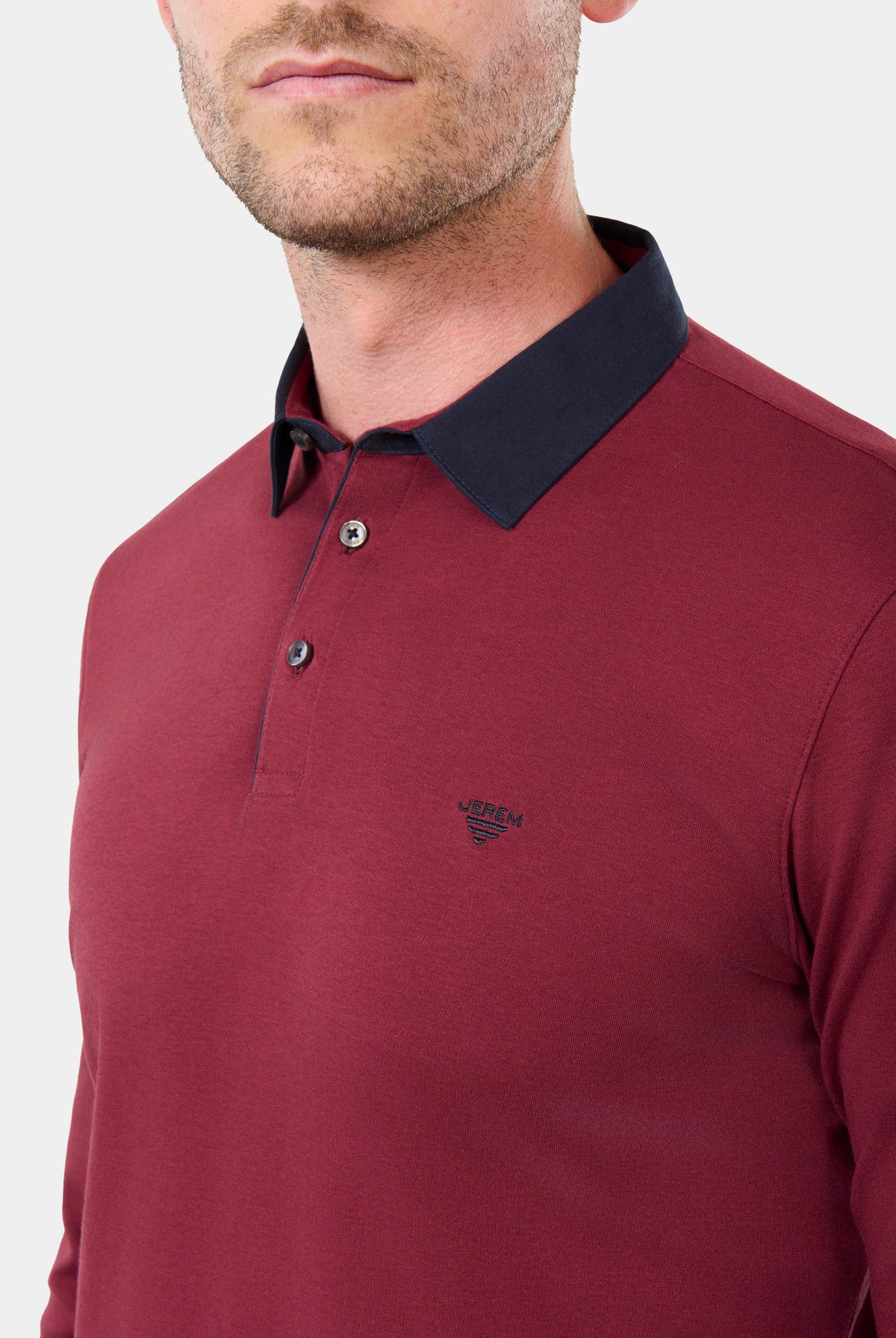 Polo manches longues, interlock Pront Jerem, coupe droite, col polo
