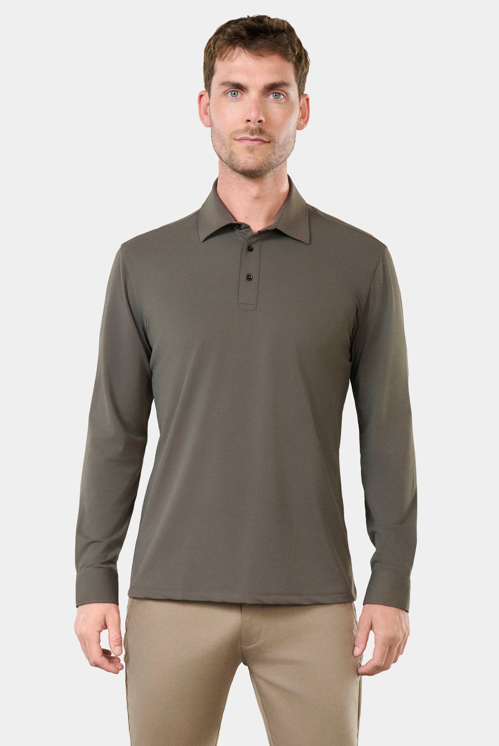 Polo en matière technique manches longues ligne activewear Thilo Jerem, col polo, coupe confortable