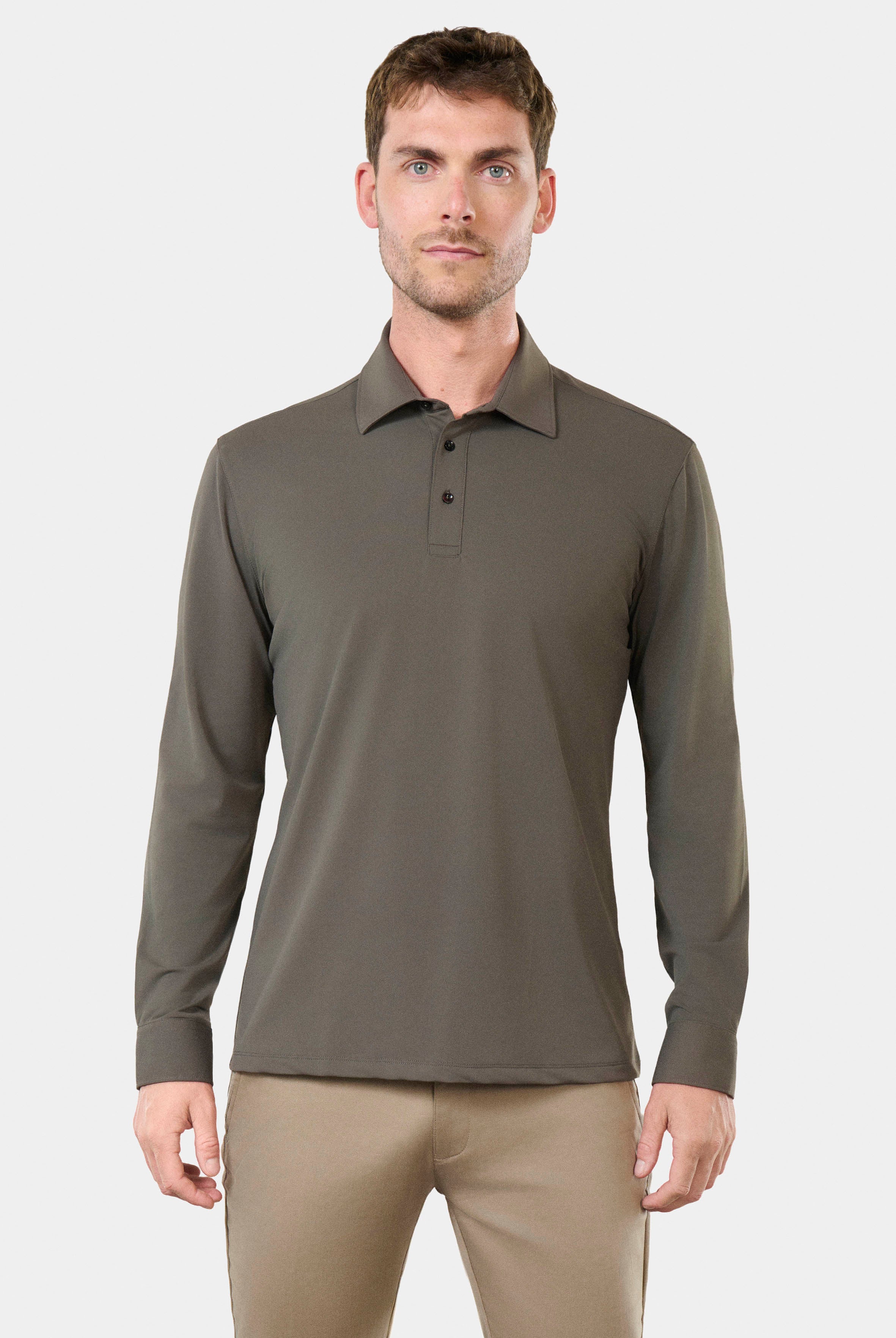 Polo en matière technique manches longues ligne activewear Thilo Jerem, col polo, coupe confortable