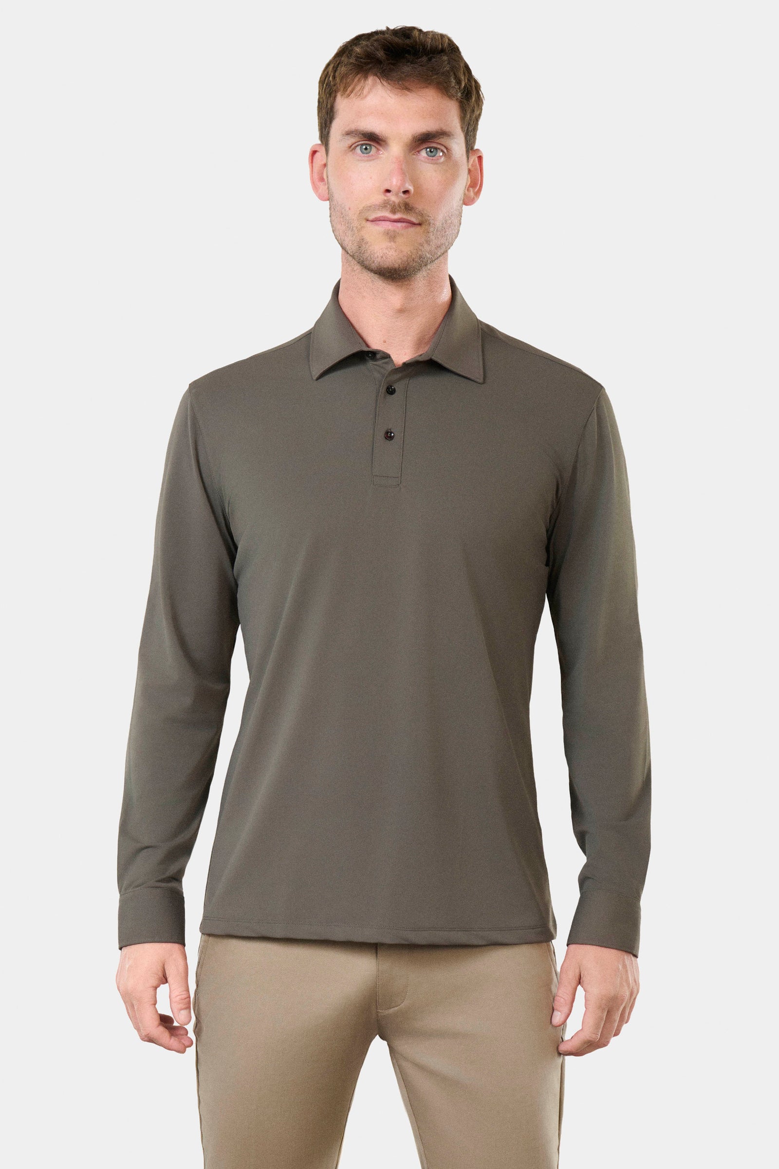 Polo en matière technique manches longues ligne activewear Thilo Jerem, col polo, coupe confortable