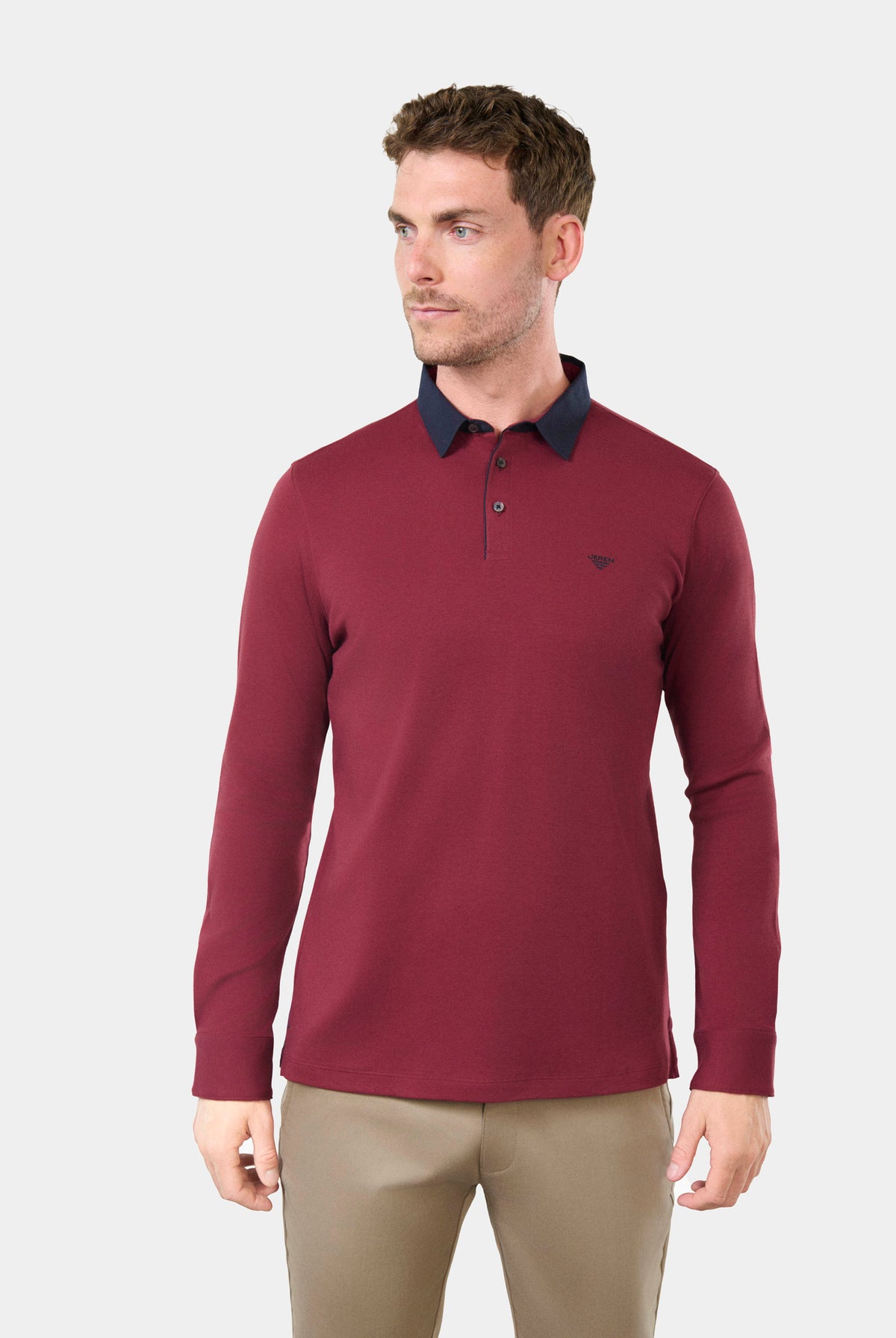 Polo manches longues en interlock Pront Jerem, col polo, coupe droite