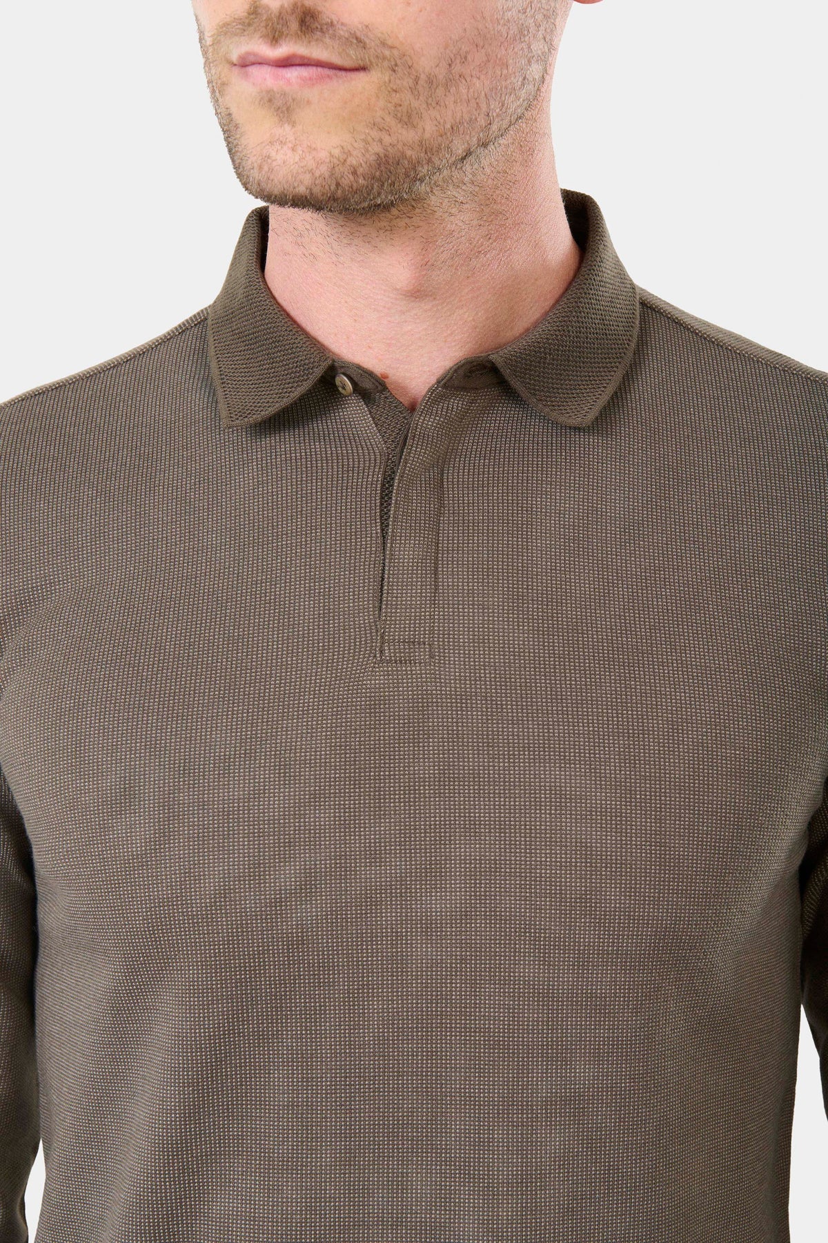 Jerem — Long-sleeved polo shirt in Batti jacquard knit