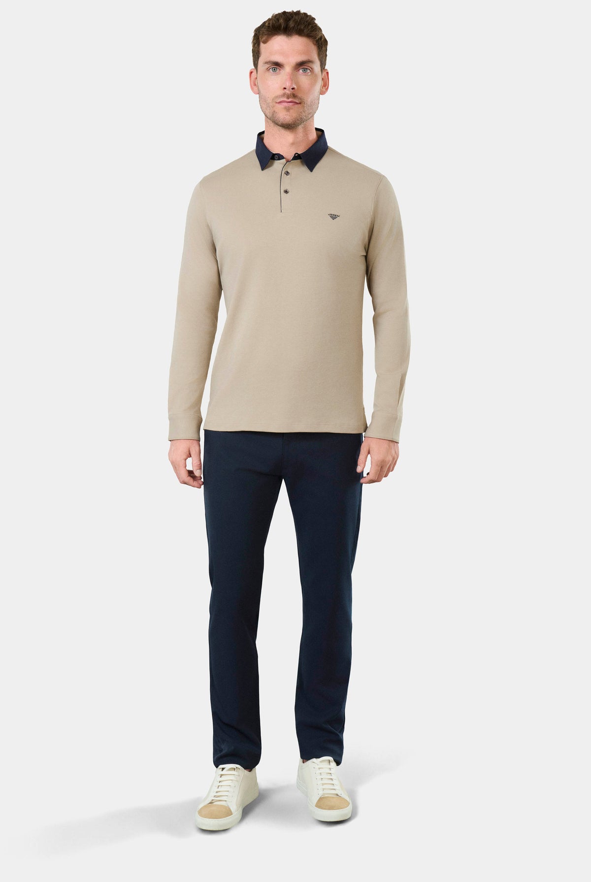 Interlock Pront — Polo manches longues Jerem, col polo, coupe droite