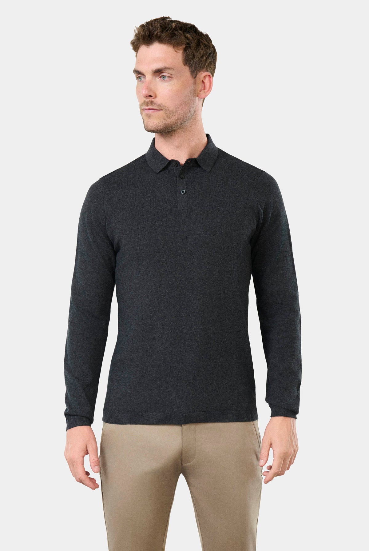 Polo album col classique coton-cachemire Album Jerem, col polo, coupe droite