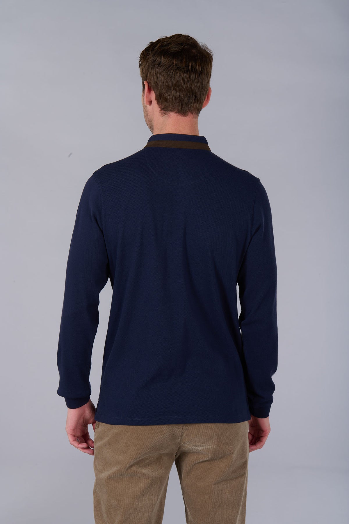 Cyran mandarin collar polo by Jerem, chest pocket view 12