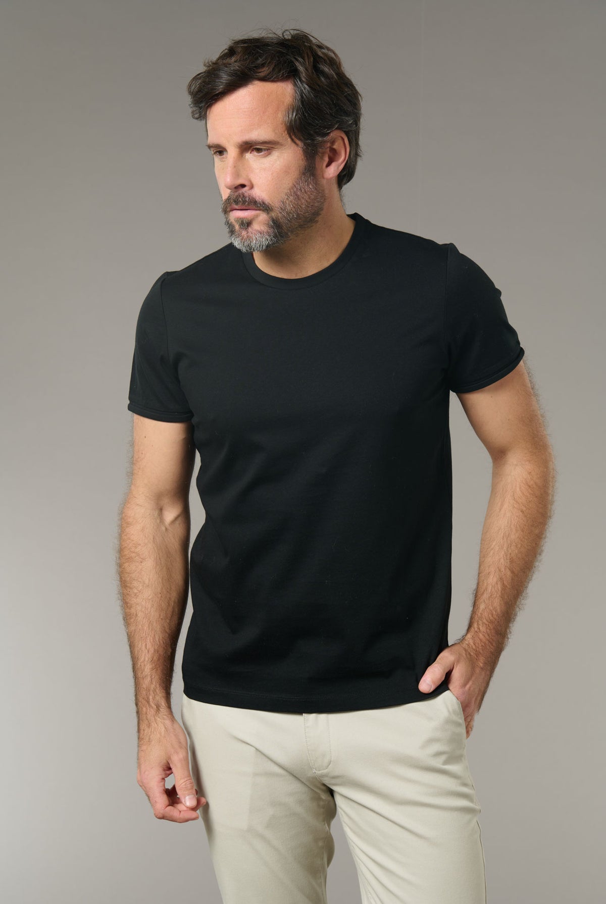 Coton mercerisé col rond manches courtes Meriz — T-shirt Jerem, coupe ajustée