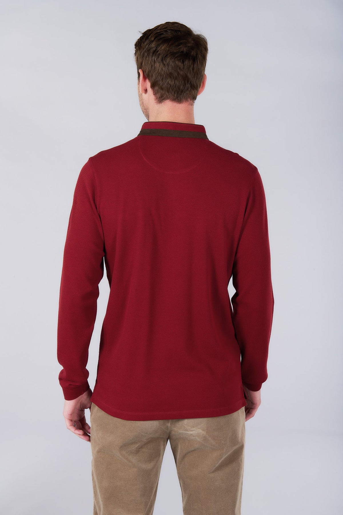 Cyran mandarin collar polo by Jerem, chest pocket view 16