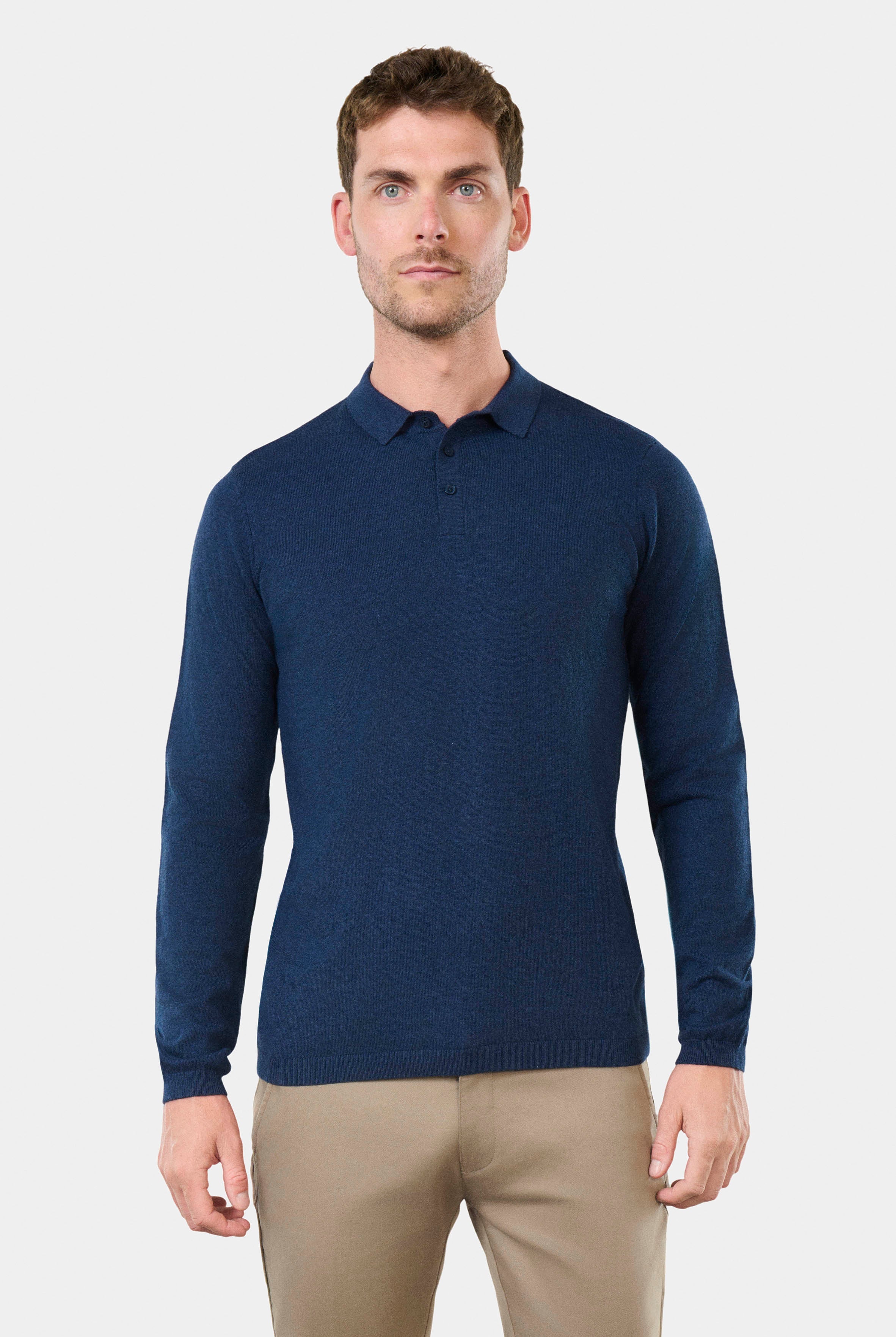 Polo album col classique coton-cachemire Album Jerem, col polo, coupe droite vue 5