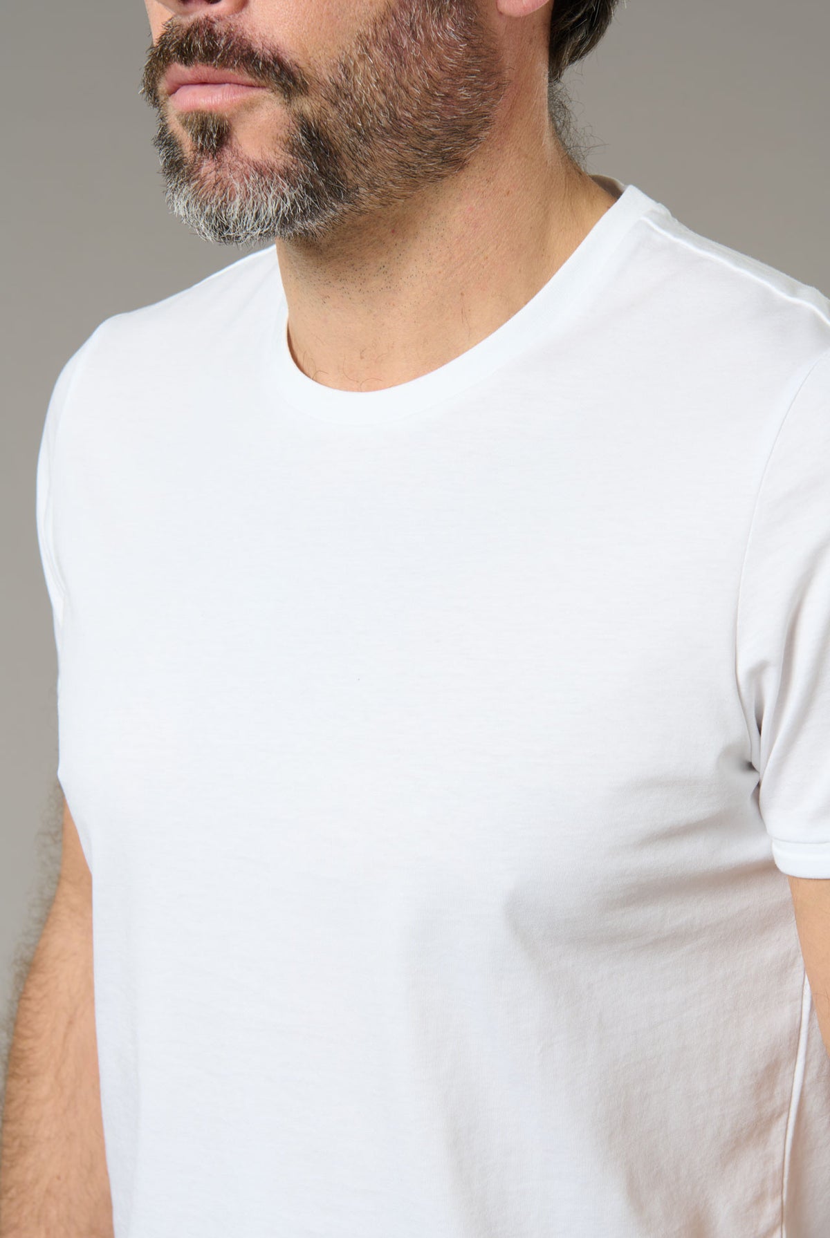 T-shirt, coton mercerisé col rond manches courtes Meriz Jerem, coupe ajustée