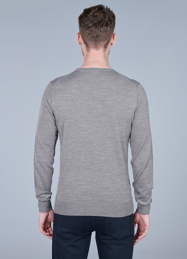 Pull col rond, laine mérinos Jerem, coupe droite