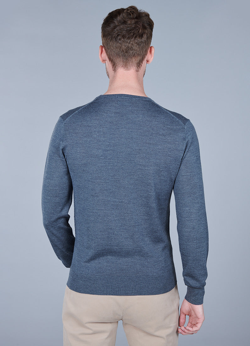 Pull col rond en laine mérinos Jerem, coupe droite vue 5
