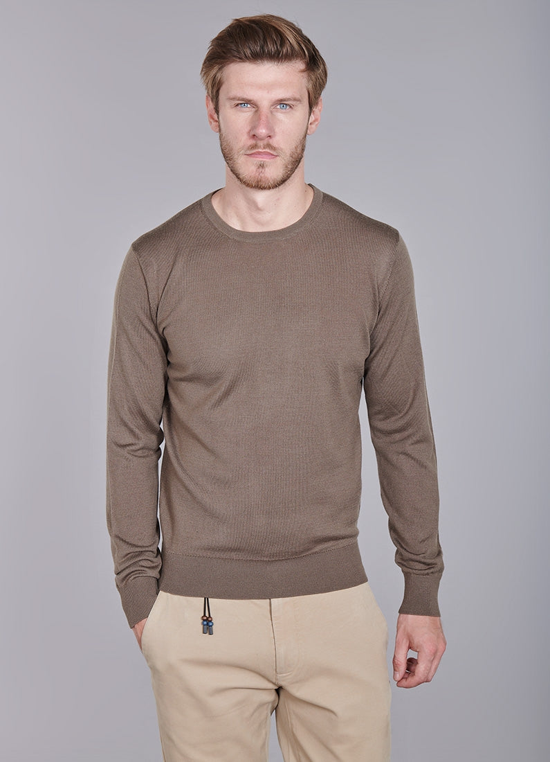 Pull col rond, laine mérinos Jerem, coupe droite vue 22