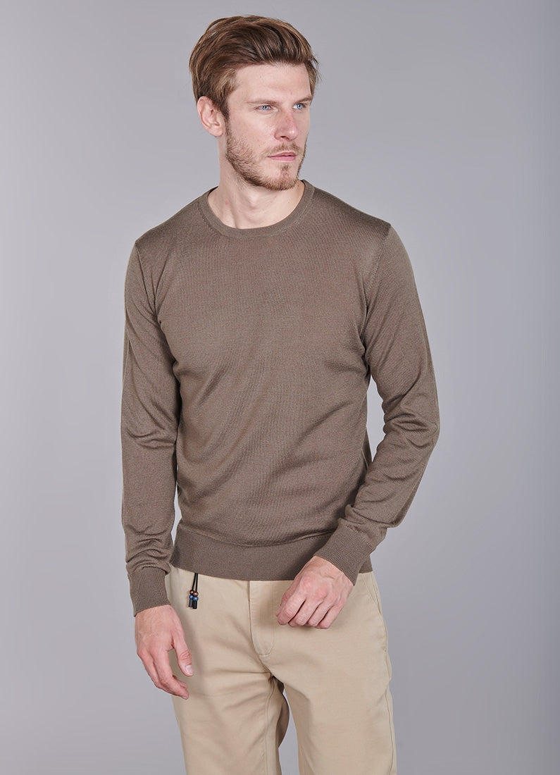 Laine mérinos — Pull col rond Jerem, coupe droite vue 23