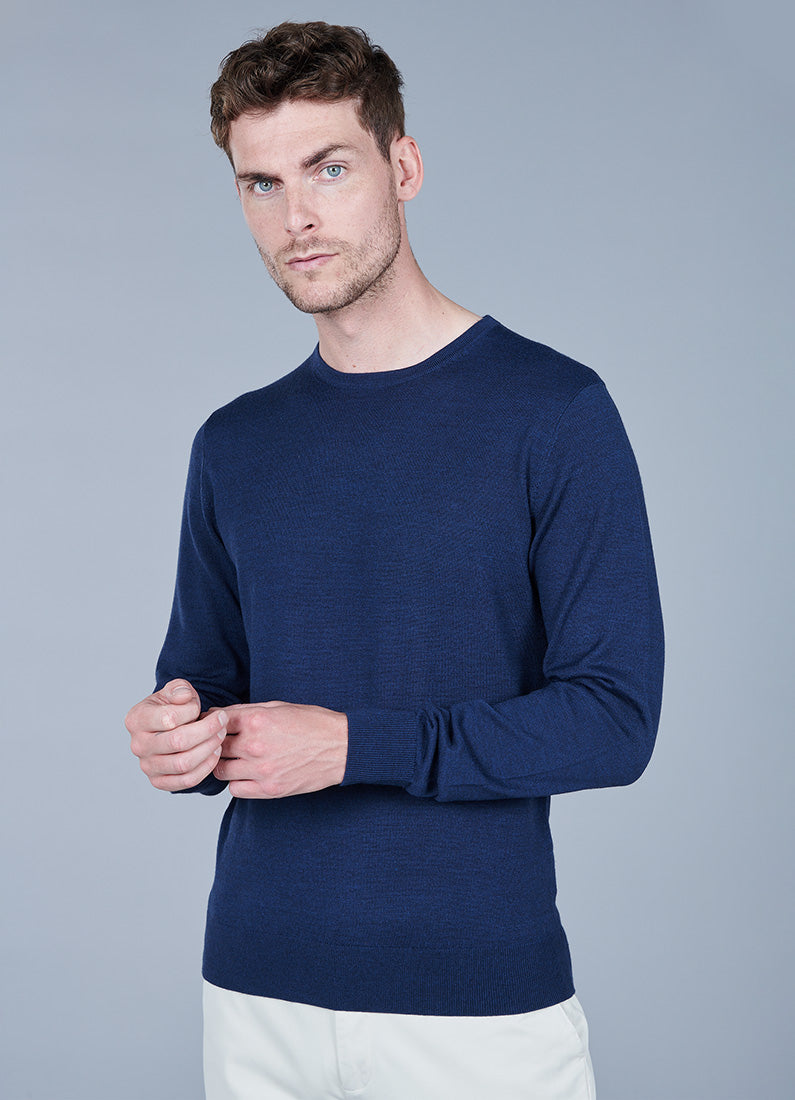 Laine mérinos — Pull col rond Jerem, coupe droite vue 7