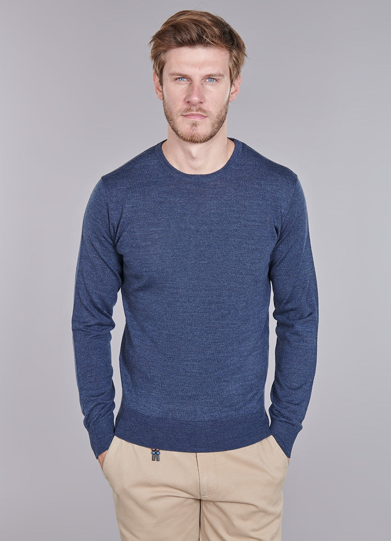 Laine mérinos — Pull col rond Jerem, coupe droite vue 15