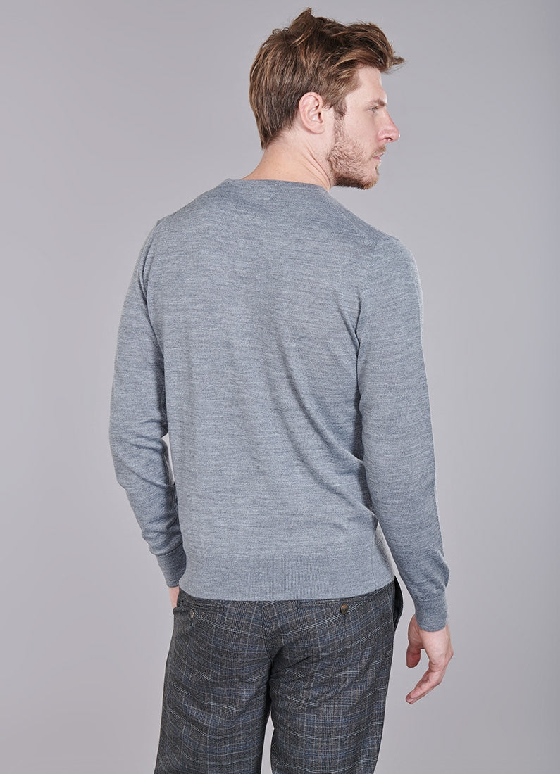 Pull col rond, laine mérinos Jerem, coupe droite vue 14