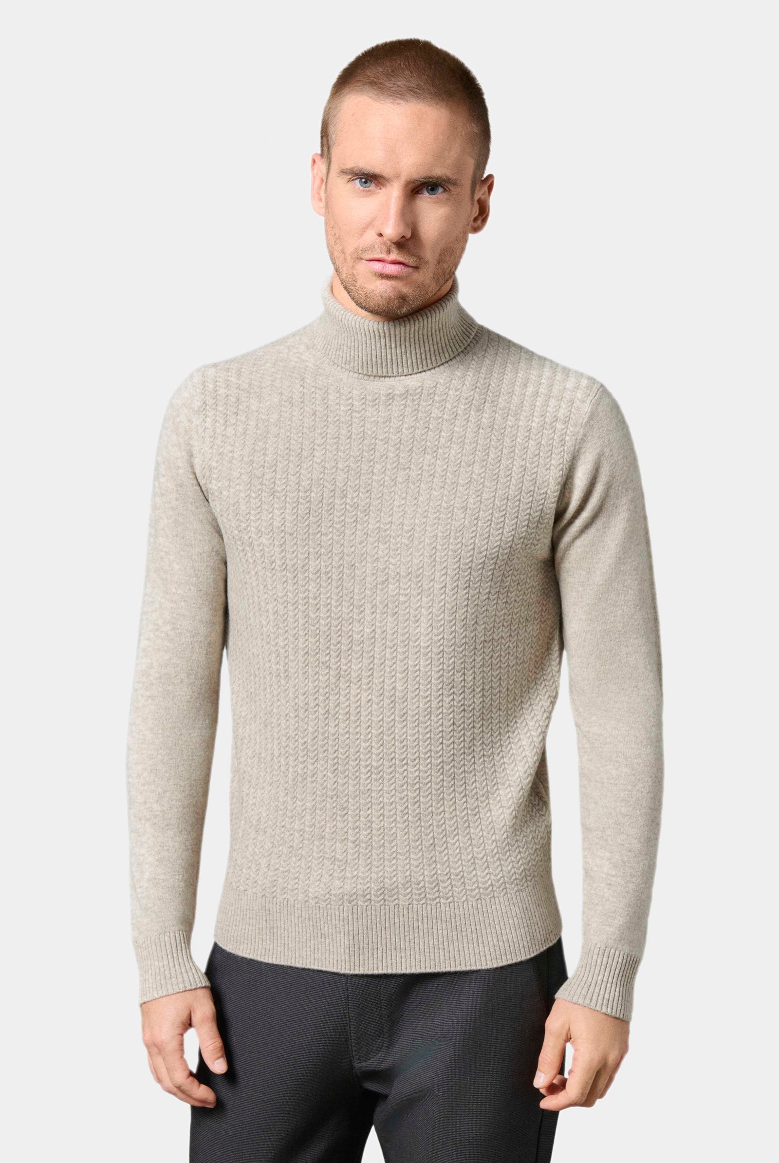 Cashmere mélangé Yotta — Pull col roulé Jerem