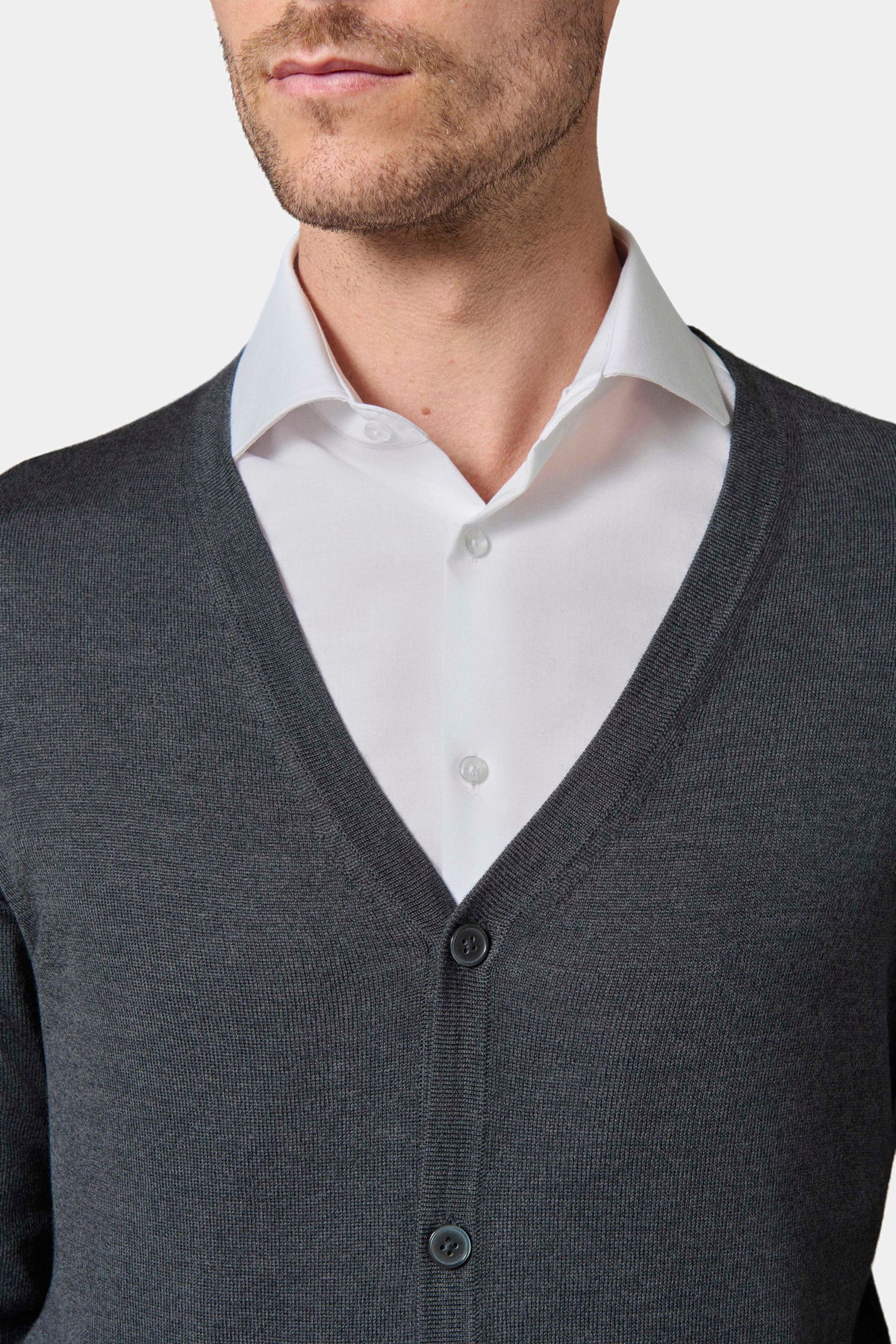 Lana merino Pablo — Cárdigan de cuello de pico Jerem