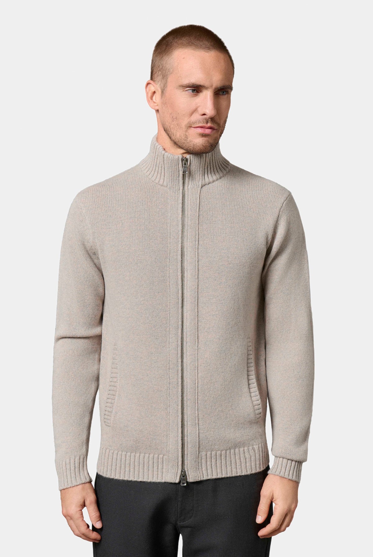 Zalkor zip-up stand-up collar cardigan Jerem view 6
