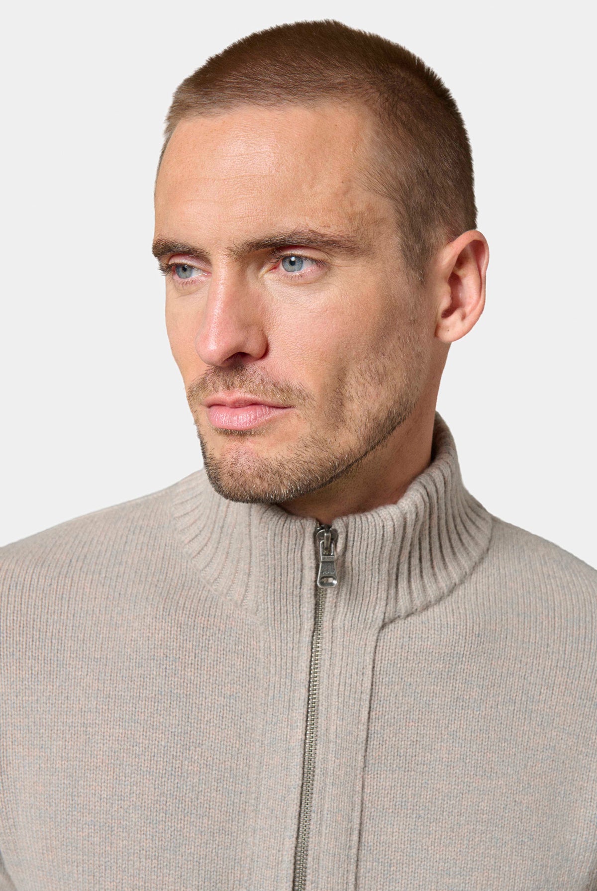 Zalkor zip-up stand-up collar cardigan Jerem view 7