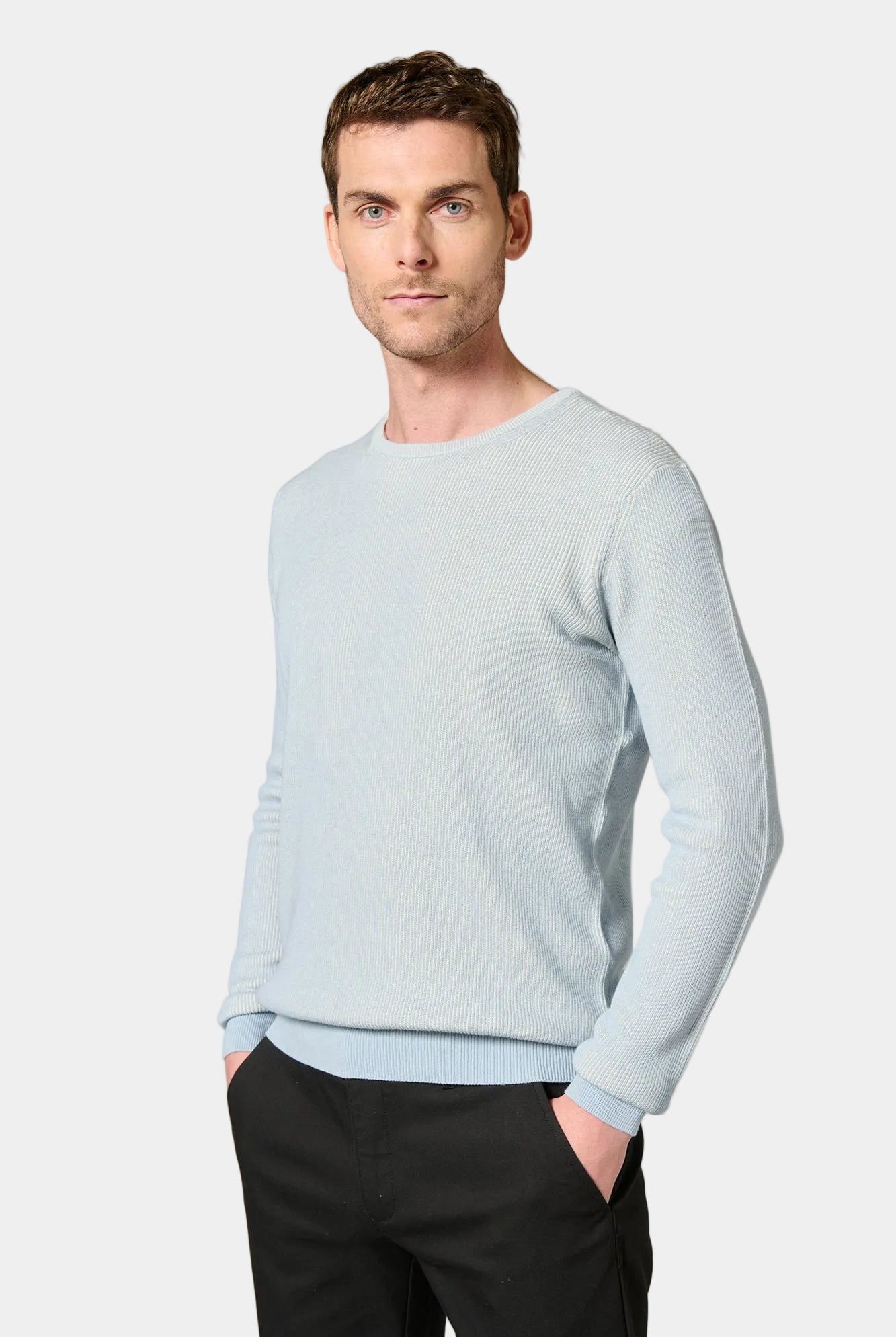 Pull col rond effet bicolore Jerem, coupe droite