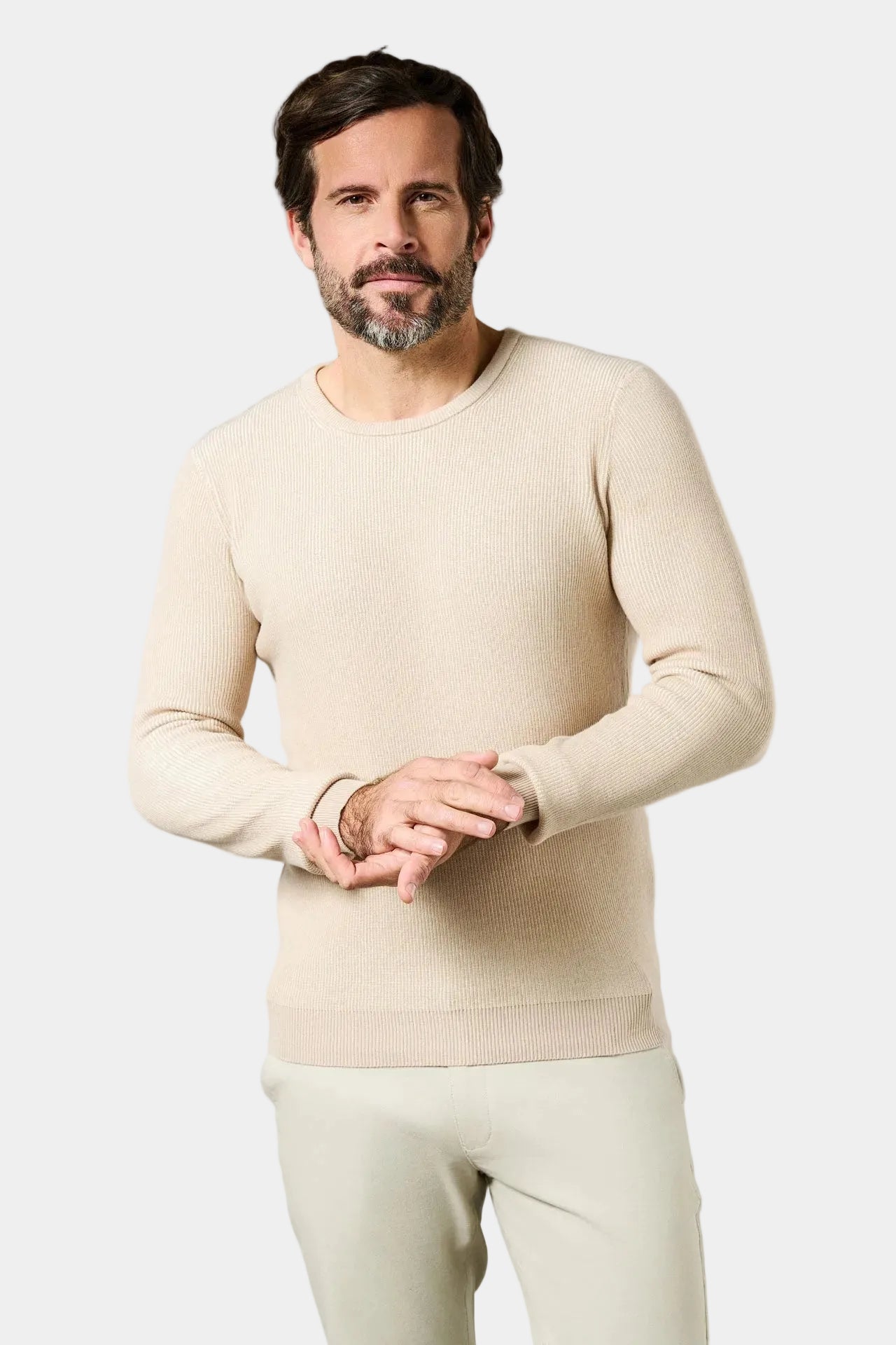 Pull col rond effet bicolore Jerem, coupe droite vue 3