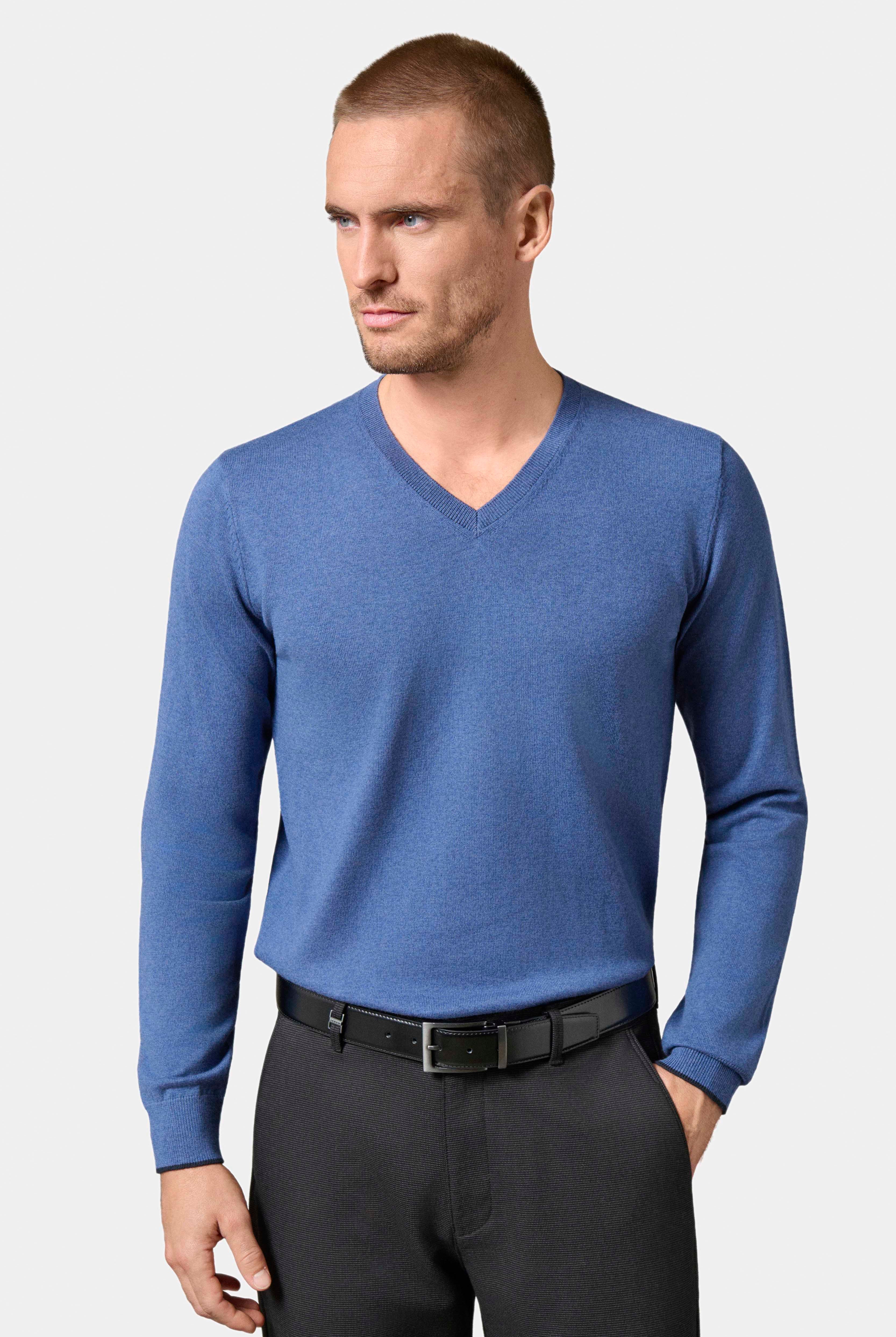 Coton et cachemire Corki — Pull col V coton Jerem