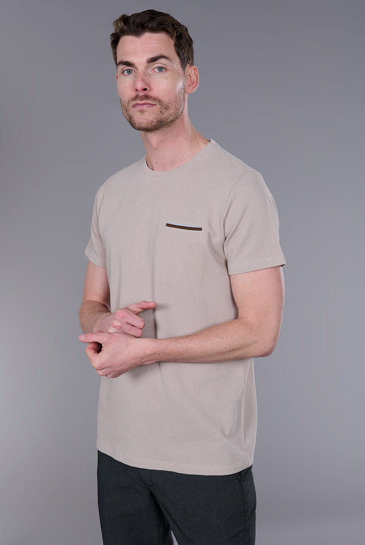 T-shirt col rond en jacquard de coton Ruben Jerem, manches courtes