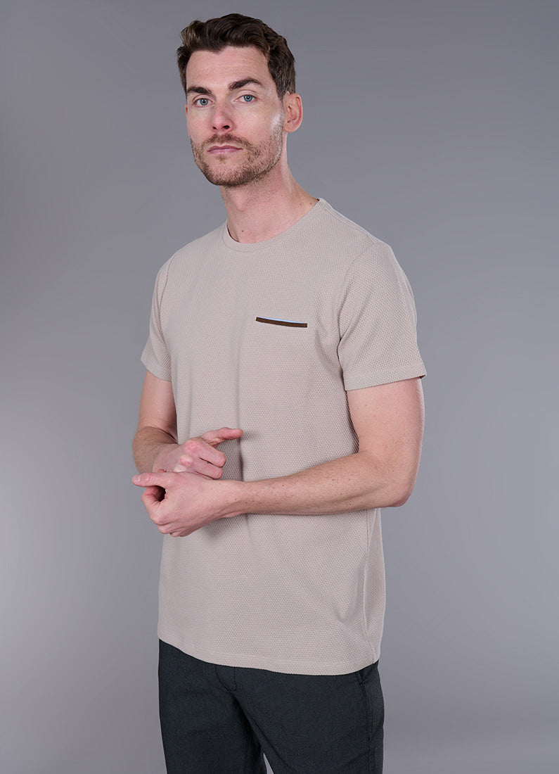 Crew-neck T-shirt, Jerem Ruben cotton jacquard, short sleeves, chest pocket view 14